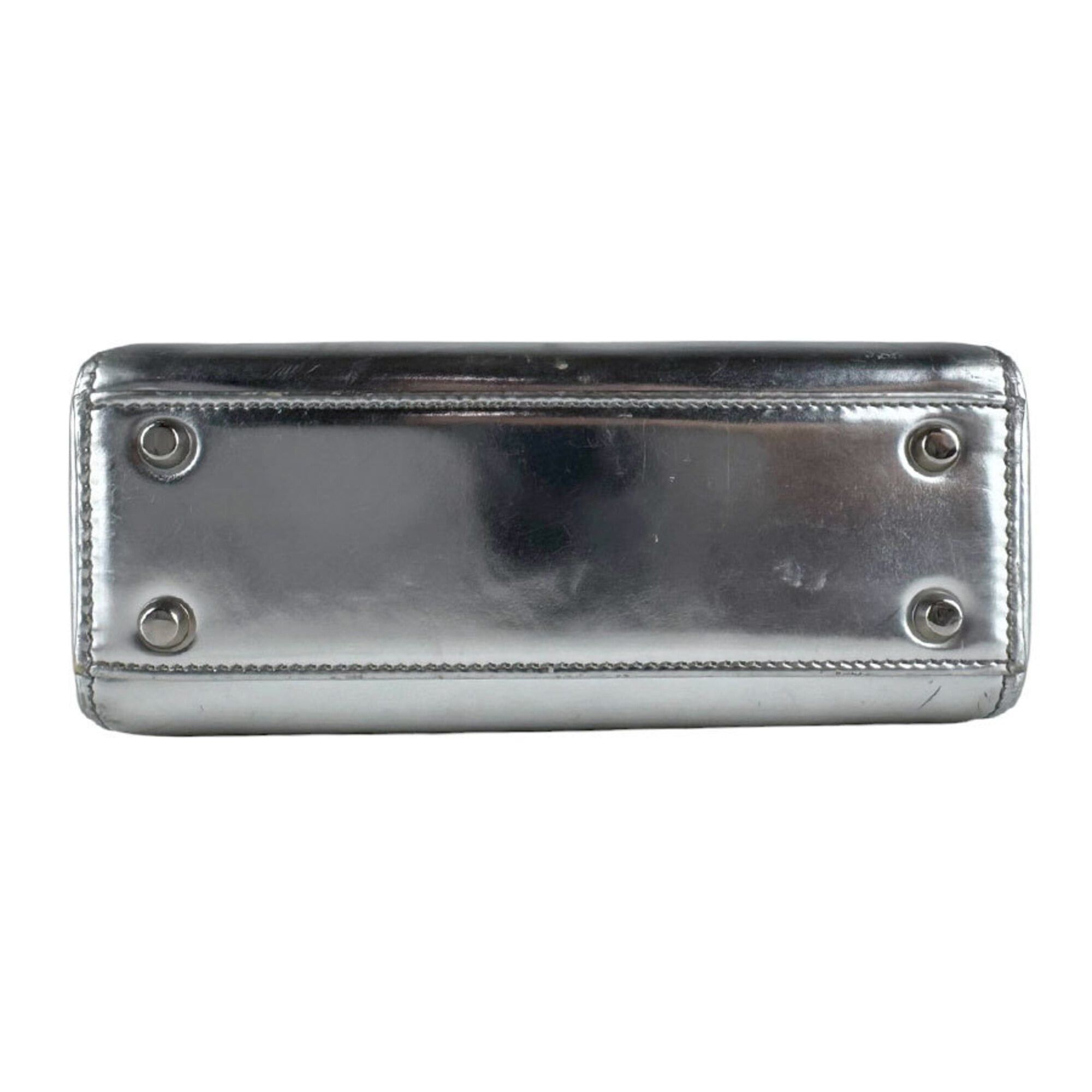 Dior Christian Dior Lady handbag/shoulder bag, leather, silver, women's, z9602 Size ONE SIZE - 4 Thumbnail