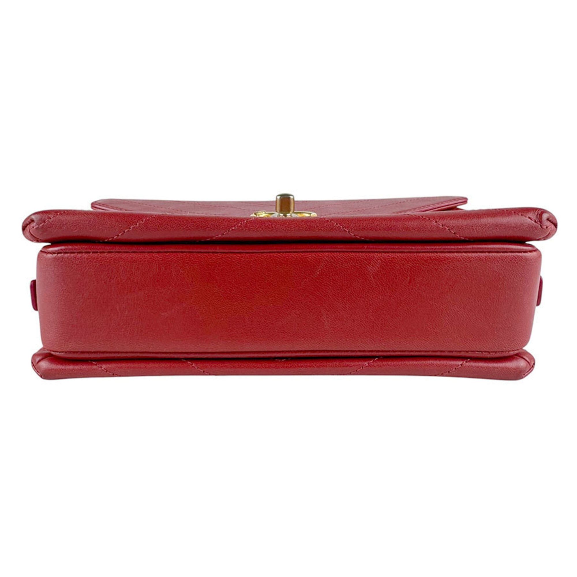 Chanel Chanel Shoulder Bag Leather Red Gold Women's z9609 Size ONE SIZE - 4 Thumbnail