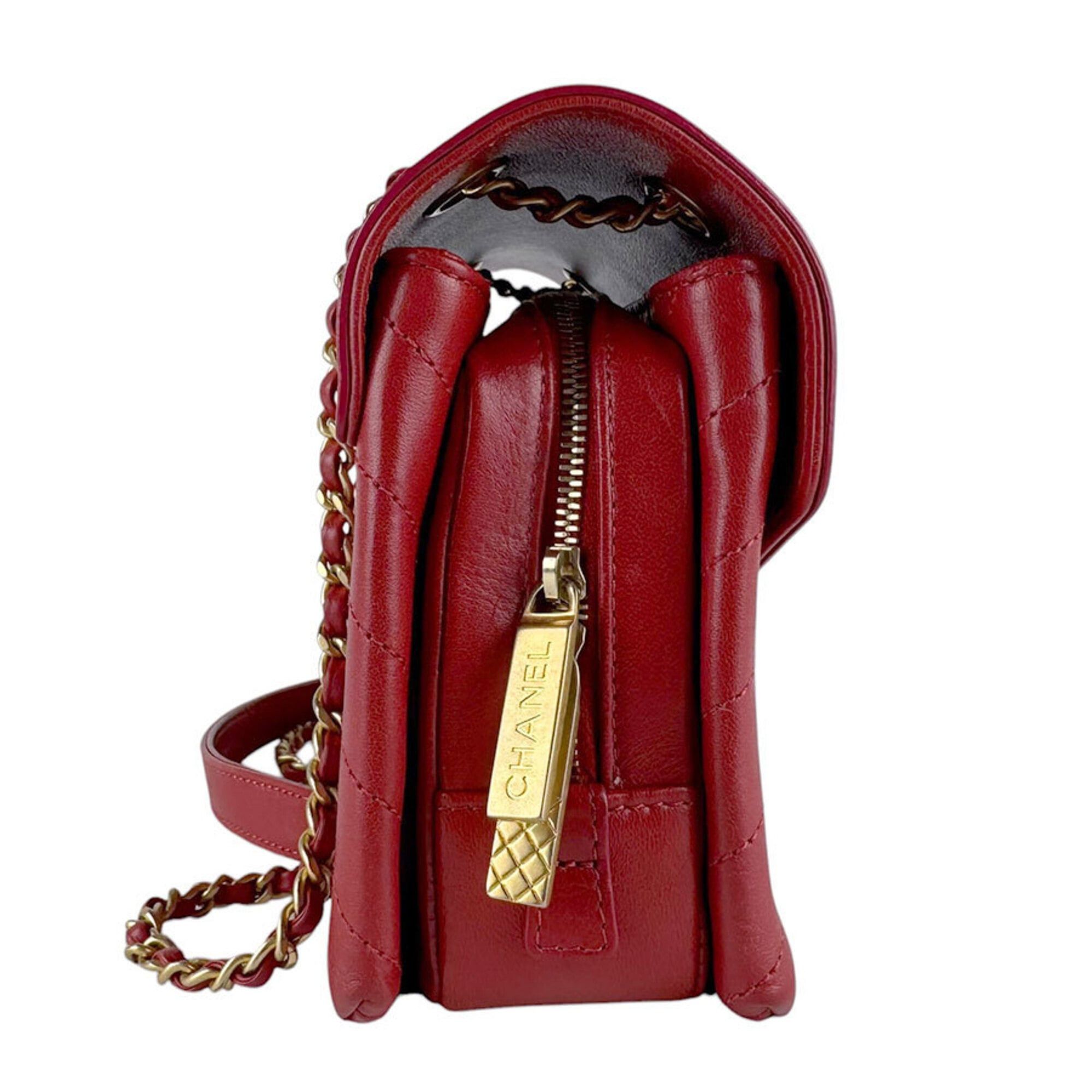 Chanel Chanel Shoulder Bag Leather Red Gold Women's z9609 Size ONE SIZE - 2 Thumbnail
