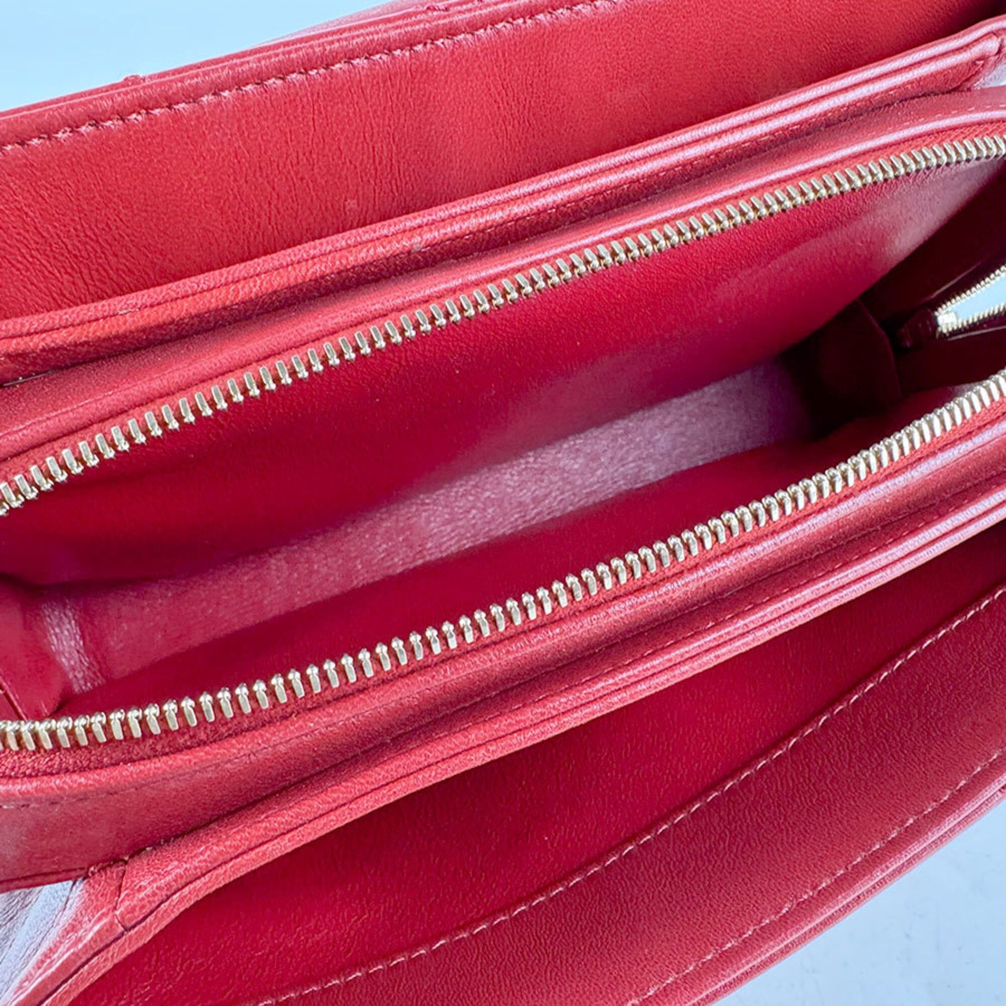 Chanel Chanel Shoulder Bag Leather Red Gold Women's z9609 Size ONE SIZE - 11 Thumbnail