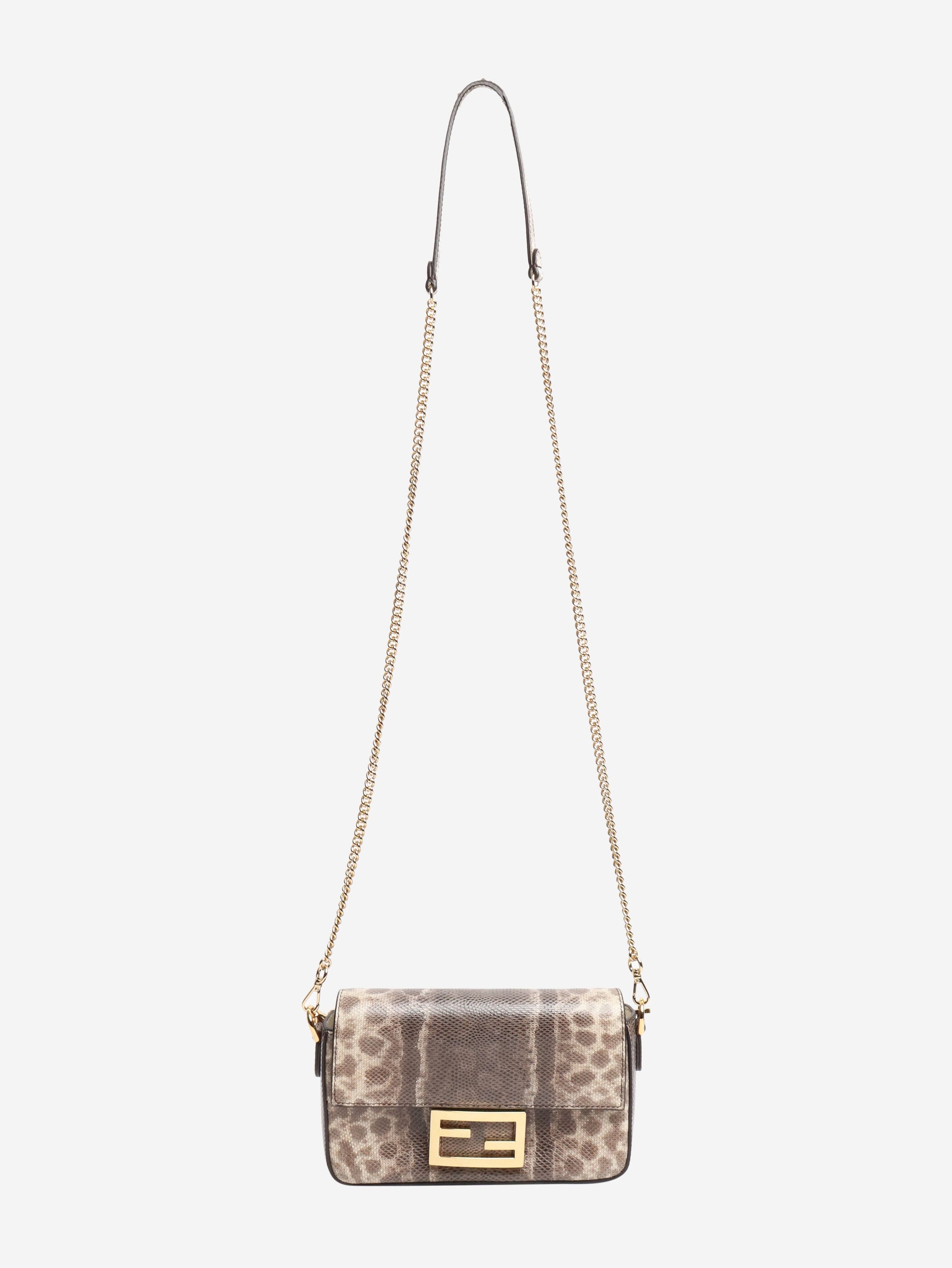 Fendi Brown snakeskin mini Baguette bag Size ONE SIZE - 2 Thumbnail