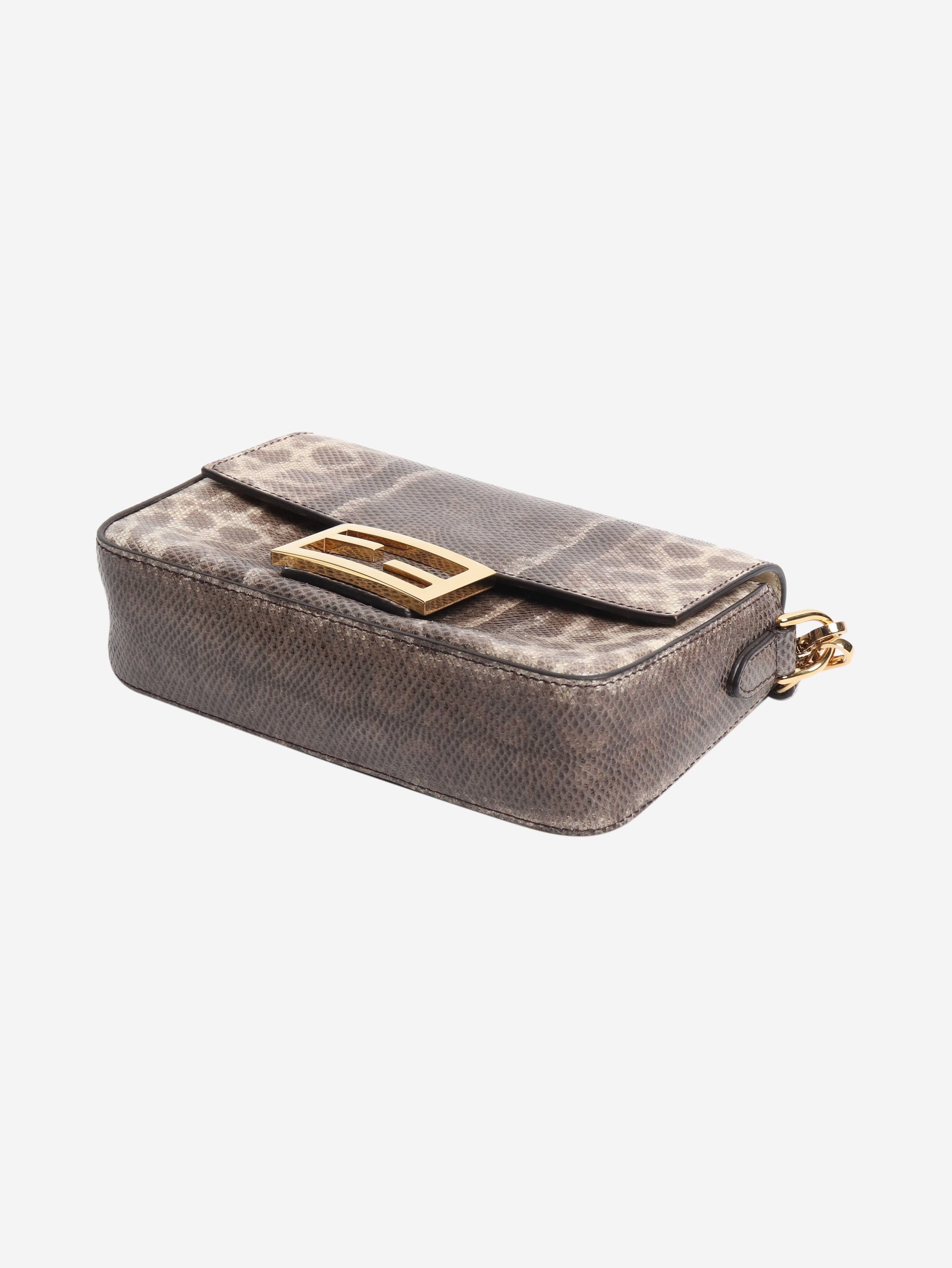 Fendi Brown snakeskin mini Baguette bag Size ONE SIZE - 5 Thumbnail