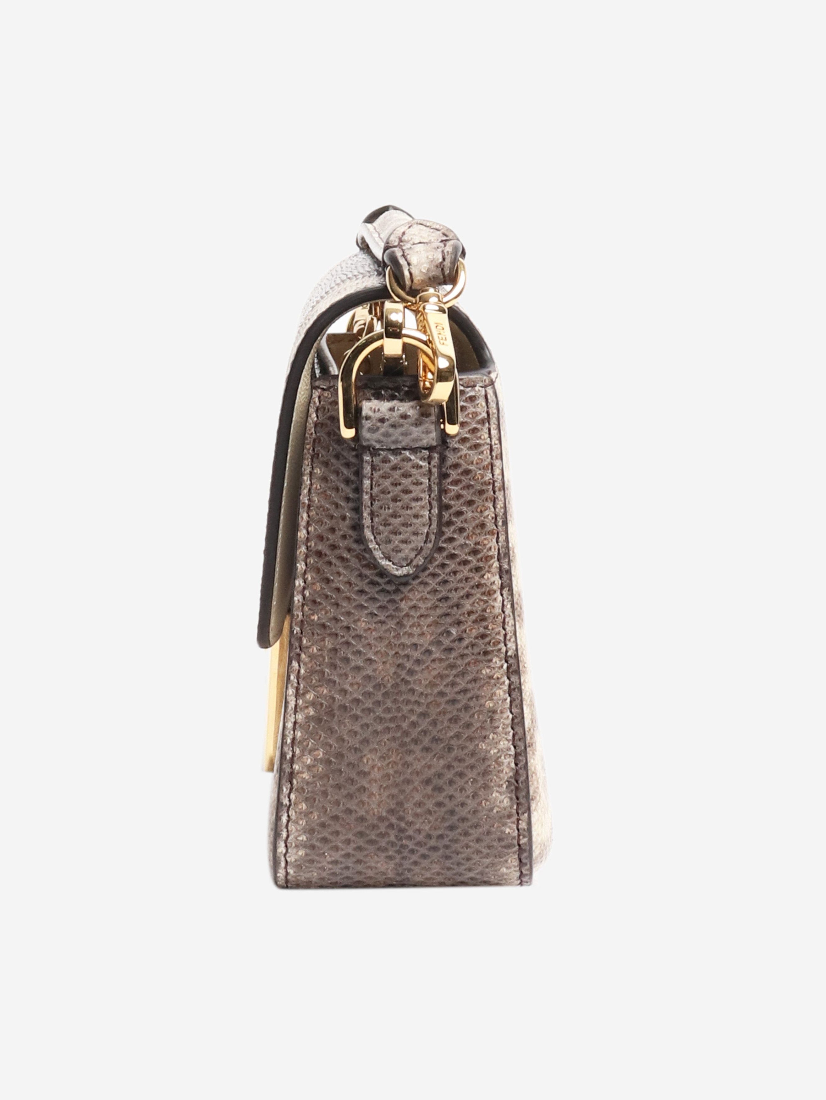 Fendi Brown snakeskin mini Baguette bag Size ONE SIZE - 4 Thumbnail
