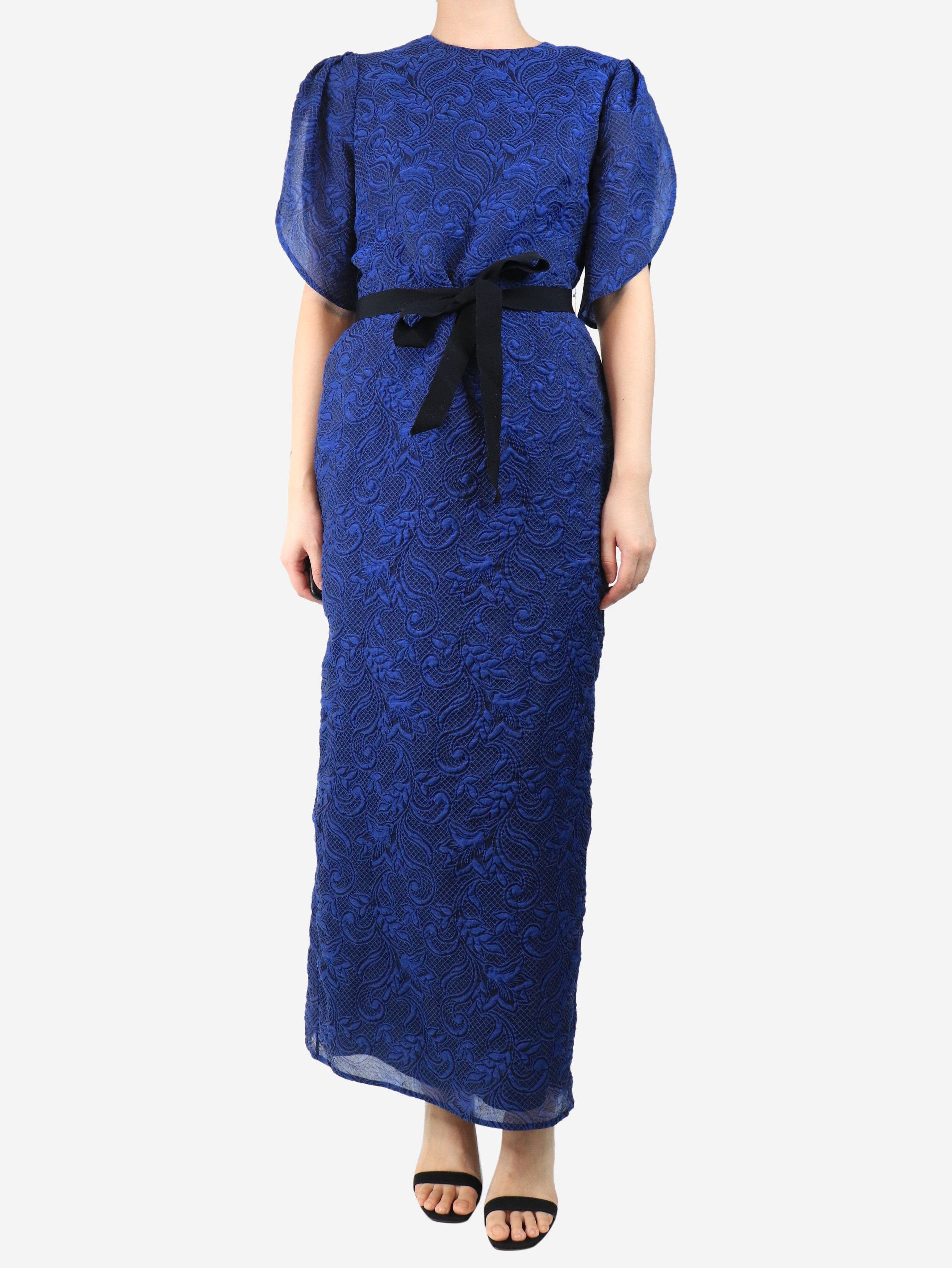 Erdem Blue organza cloque belted midi dress - UK 12 Size M / US 6-8 / IT 42-44 - 2 Thumbnail