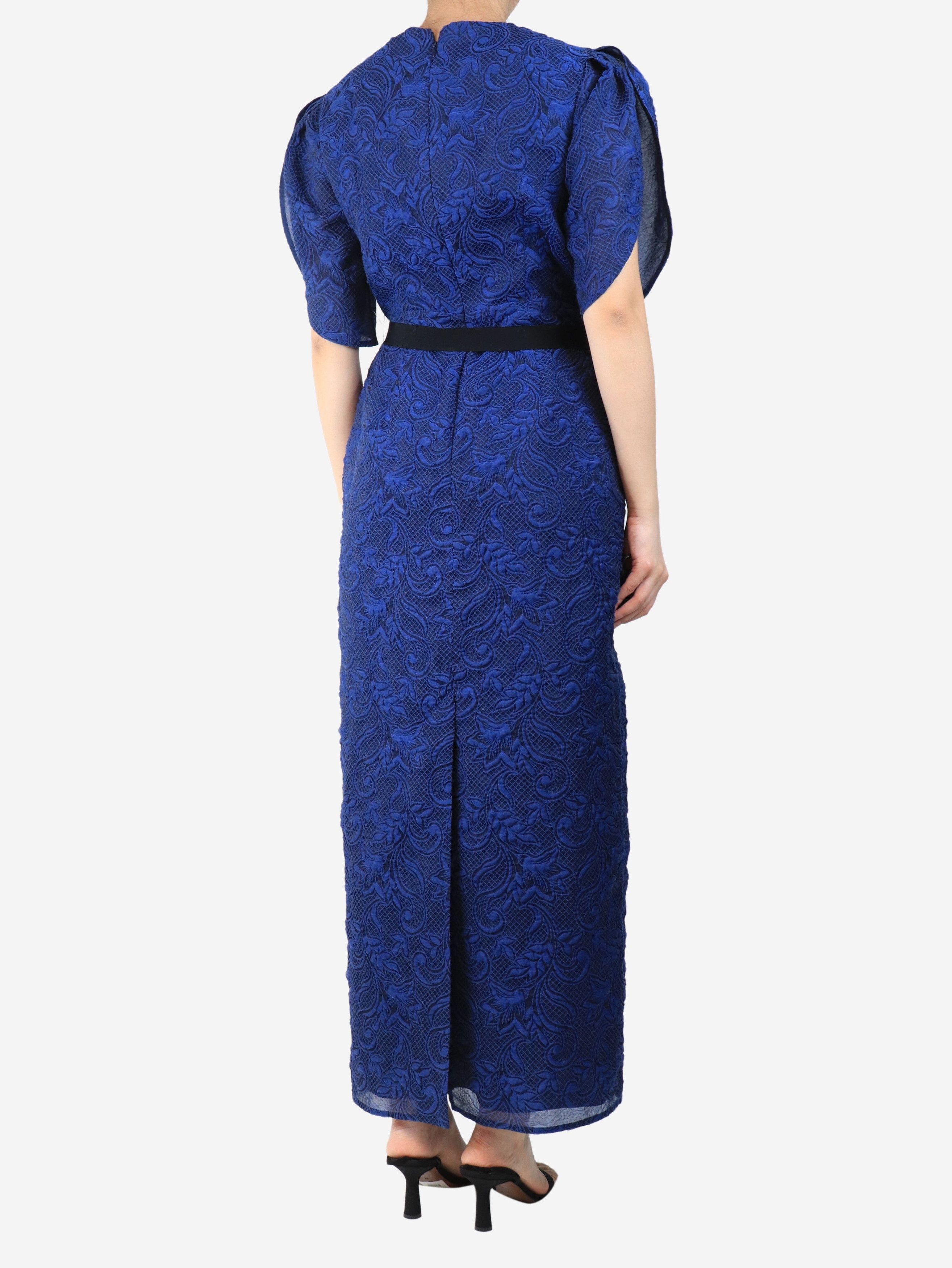 Erdem Blue organza cloque belted midi dress - UK 12 Size M / US 6-8 / IT 42-44 - 3 Thumbnail