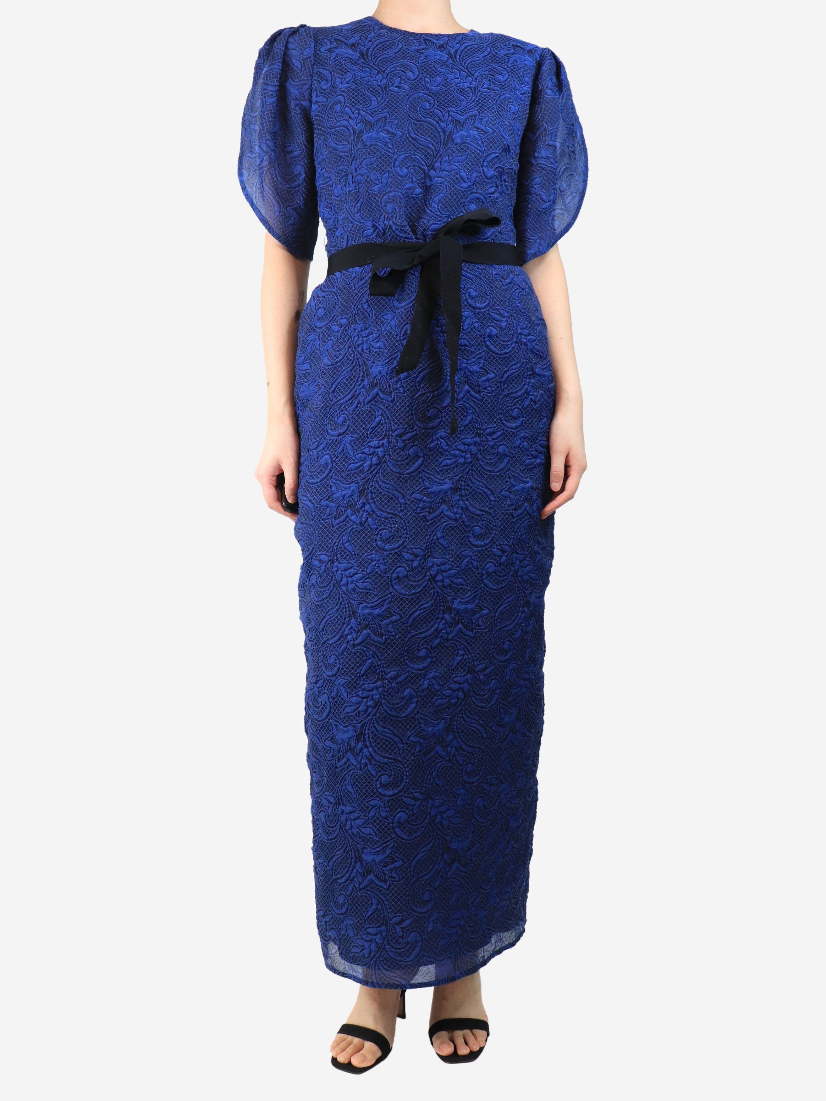 Erdem Blue organza cloque belted midi dress - UK 12 Size M / US 6-8 / IT 42-44 - 4 Thumbnail