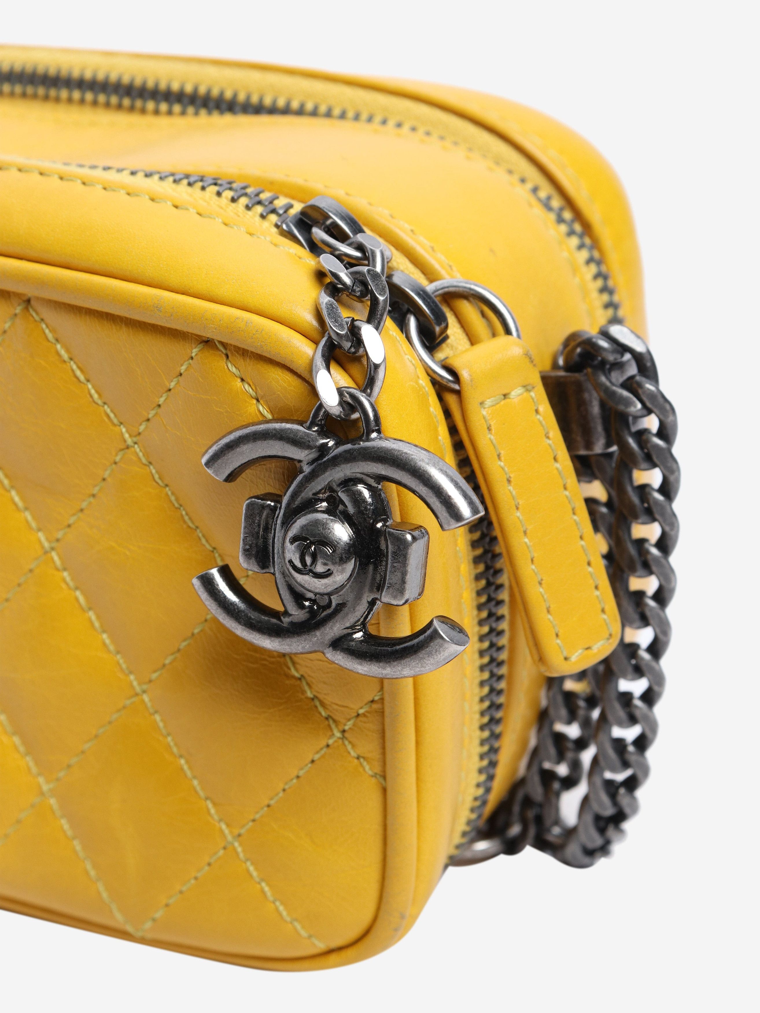 Chanel Yellow 2014 small Coco Boy lambskin quilted camera bag Size ONE SIZE - 6 Thumbnail