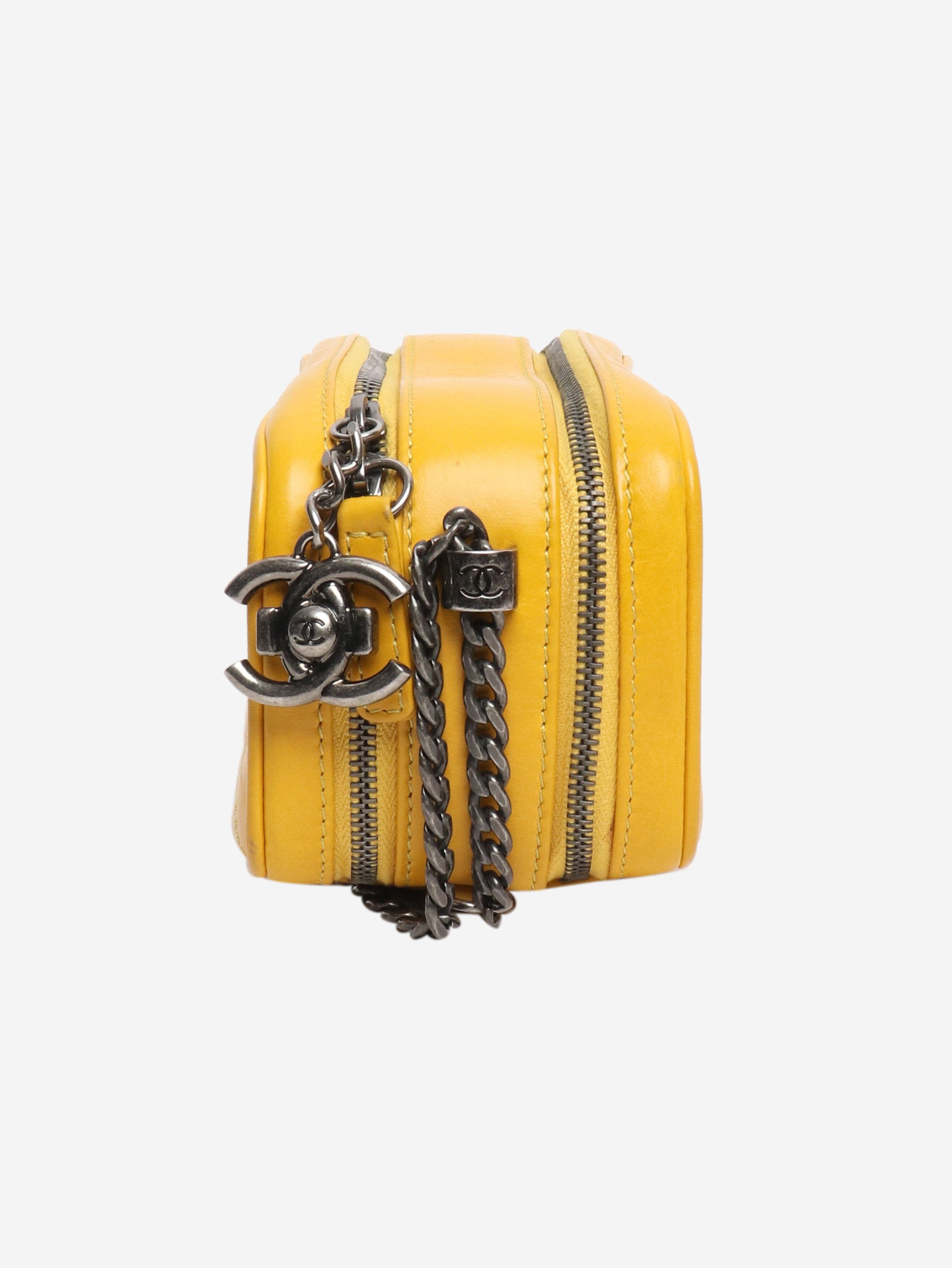 Chanel Yellow 2014 small Coco Boy lambskin quilted camera bag Size ONE SIZE - 5 Thumbnail