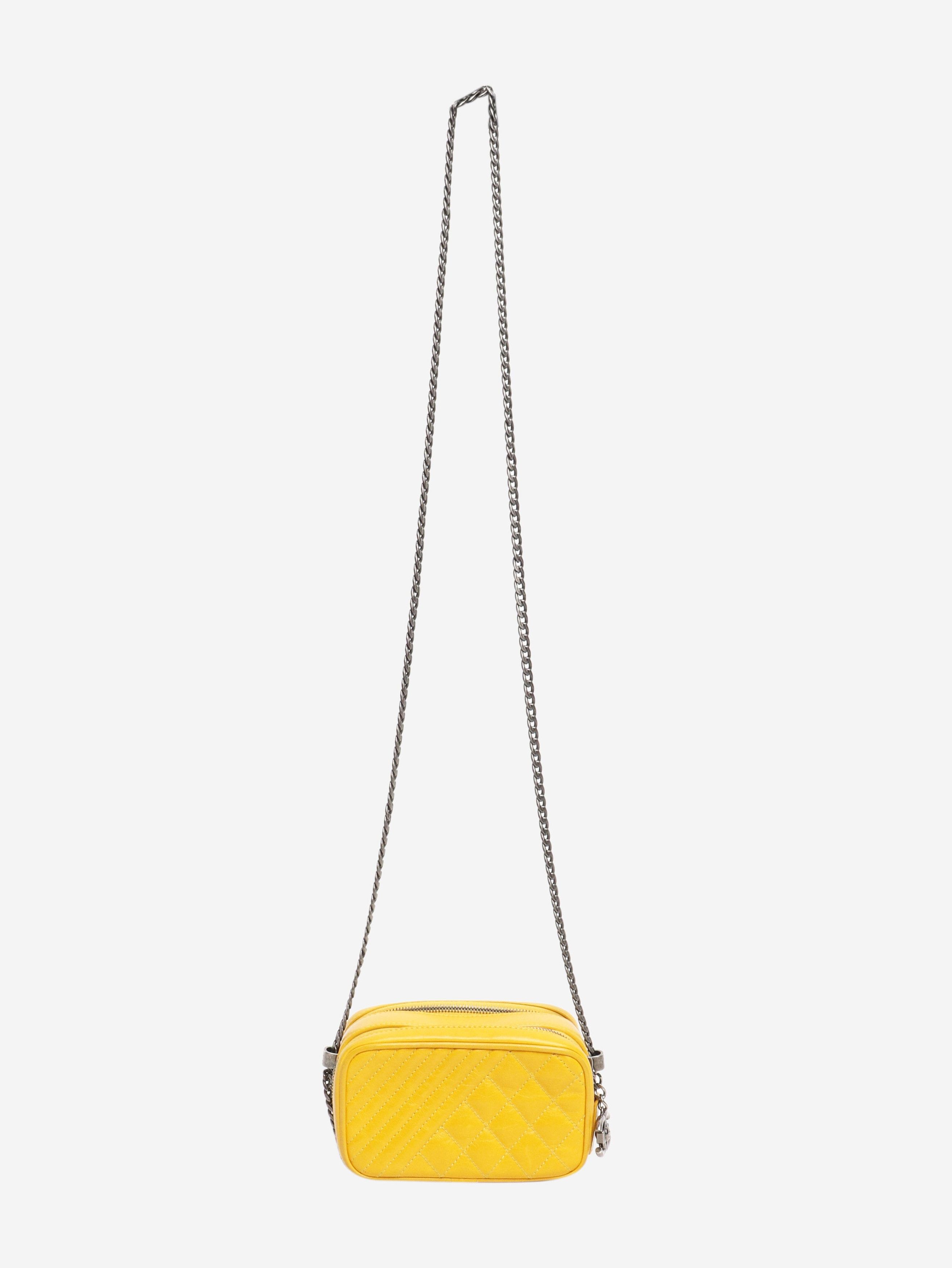 Chanel Yellow 2014 small Coco Boy lambskin quilted camera bag Size ONE SIZE - 2 Thumbnail