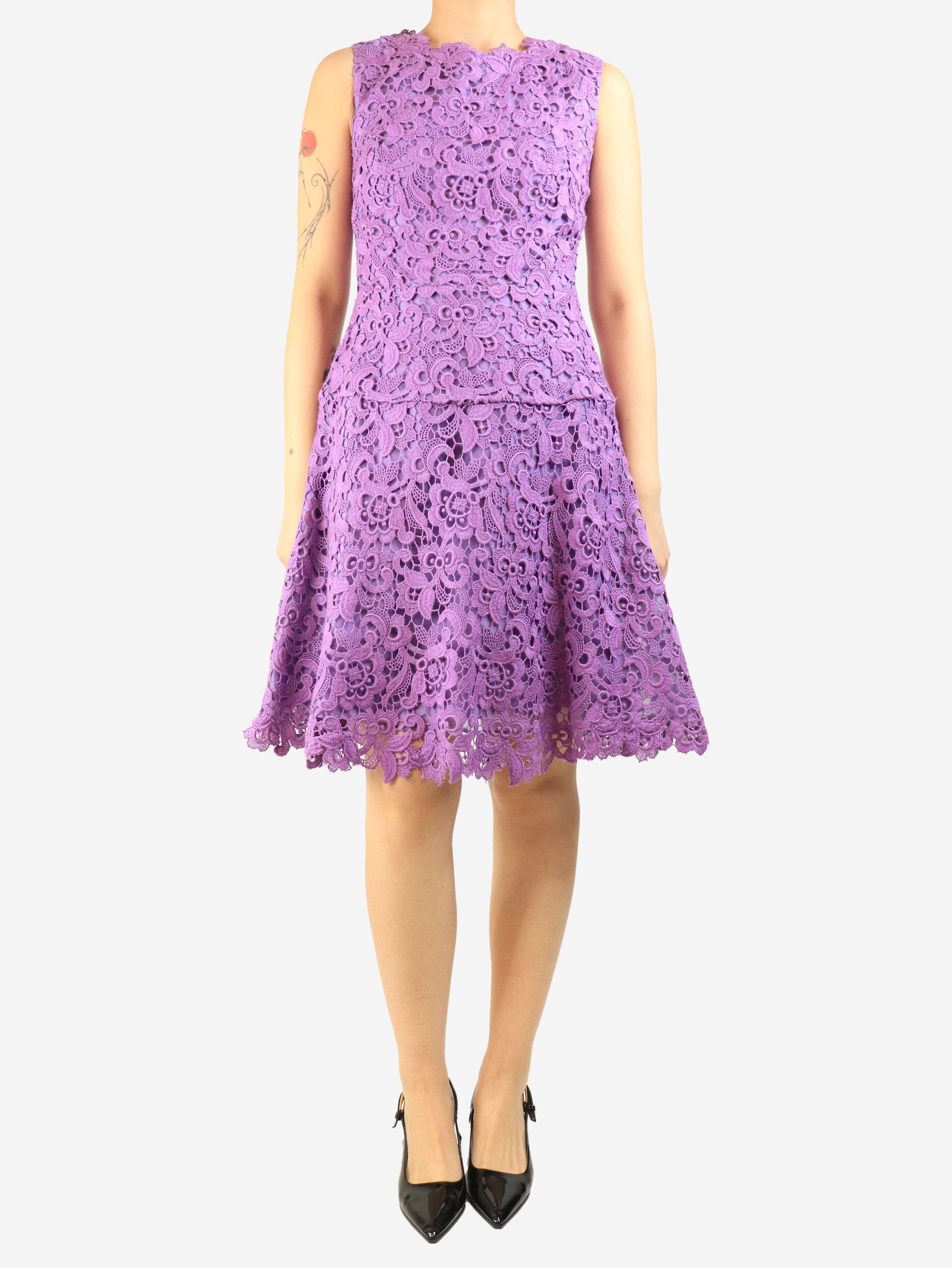 Oscar De La Renta Purple broderie anglaise dress - UK 12 Size M / US 6-8 / IT 42-44 - 4 Thumbnail