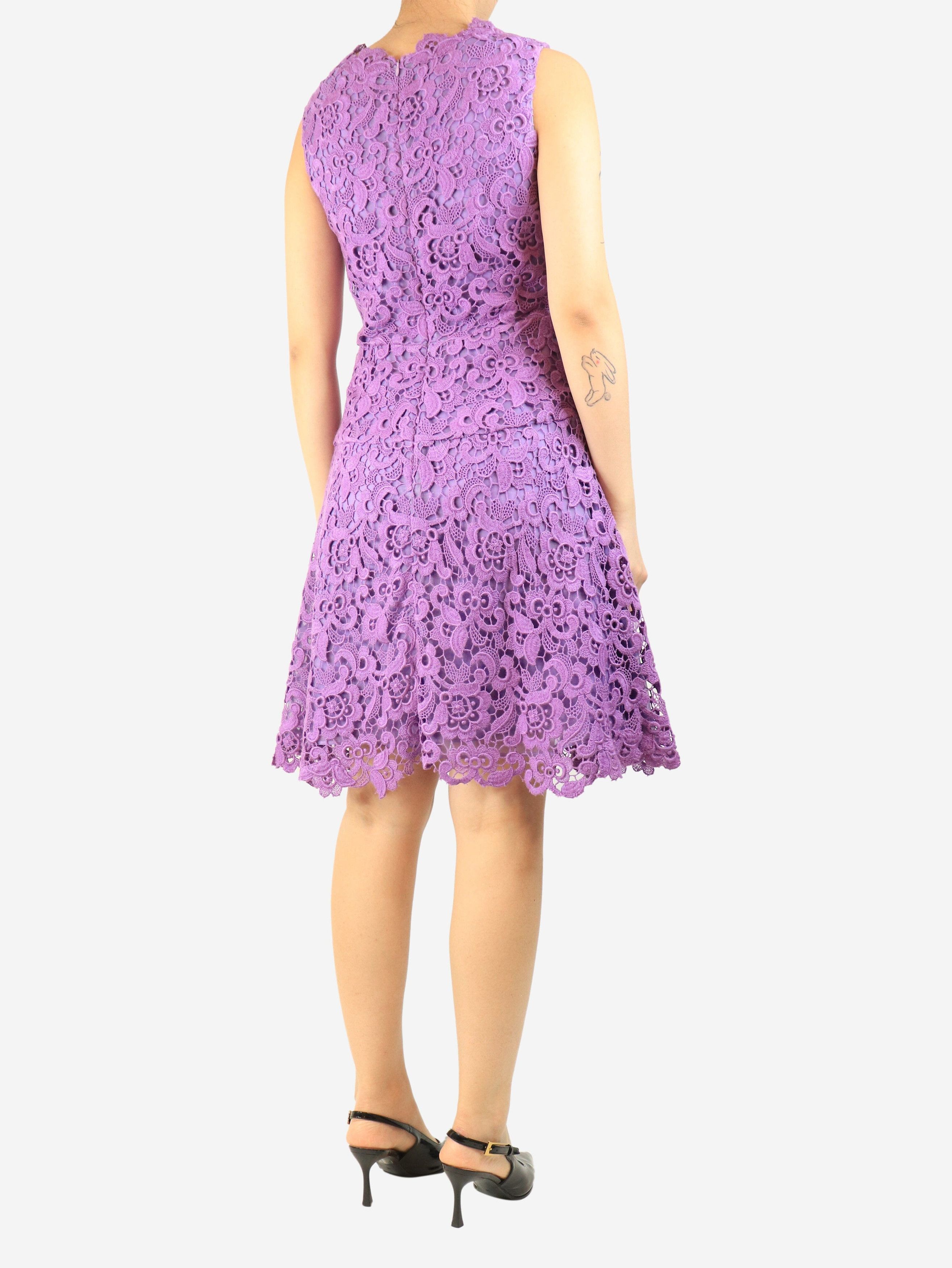Oscar De La Renta Purple broderie anglaise dress - UK 12 Size M / US 6-8 / IT 42-44 - 3 Thumbnail