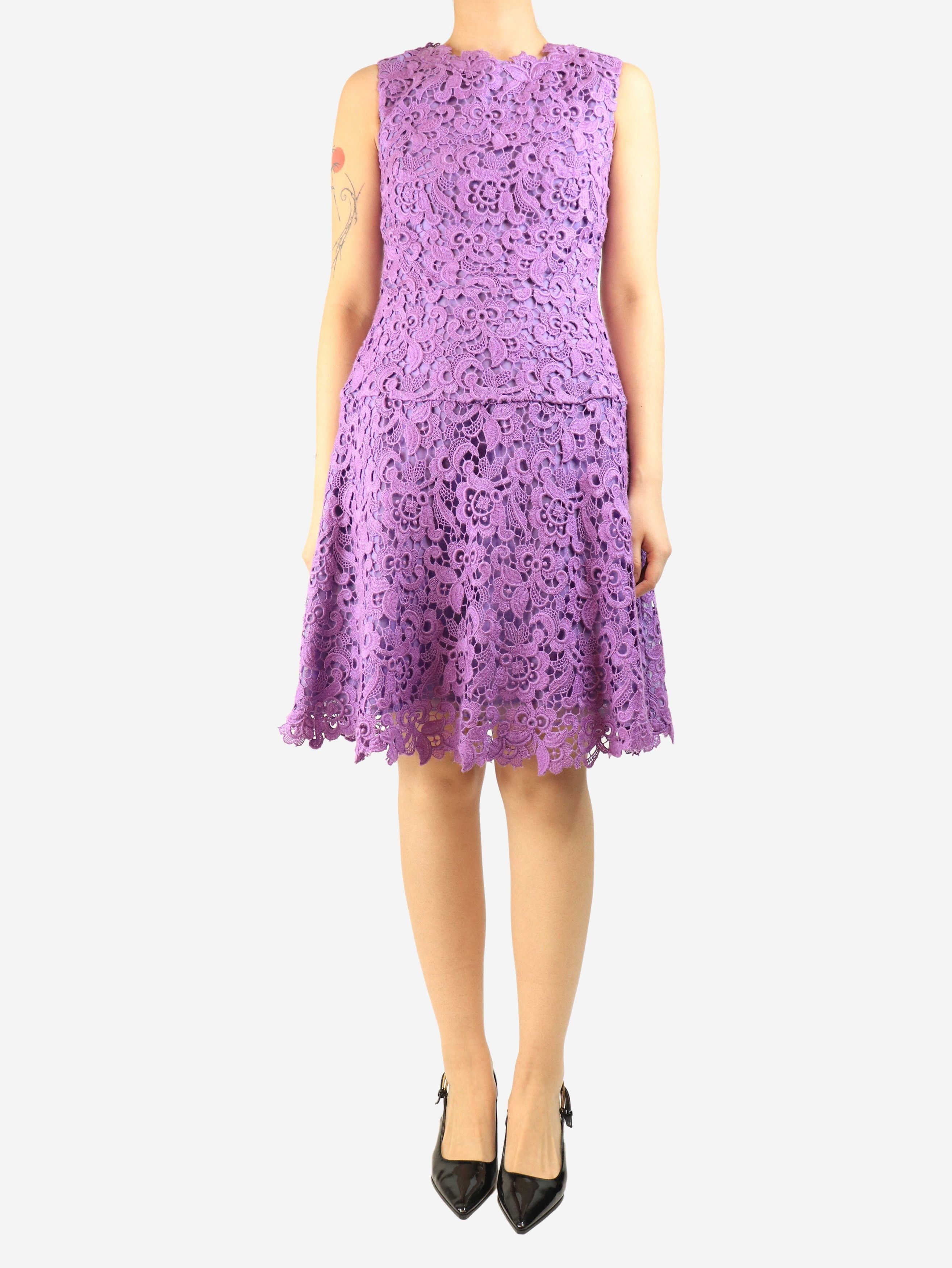Oscar De La Renta Purple broderie anglaise dress - UK 12 Size M / US 6-8 / IT 42-44 - 2 Thumbnail
