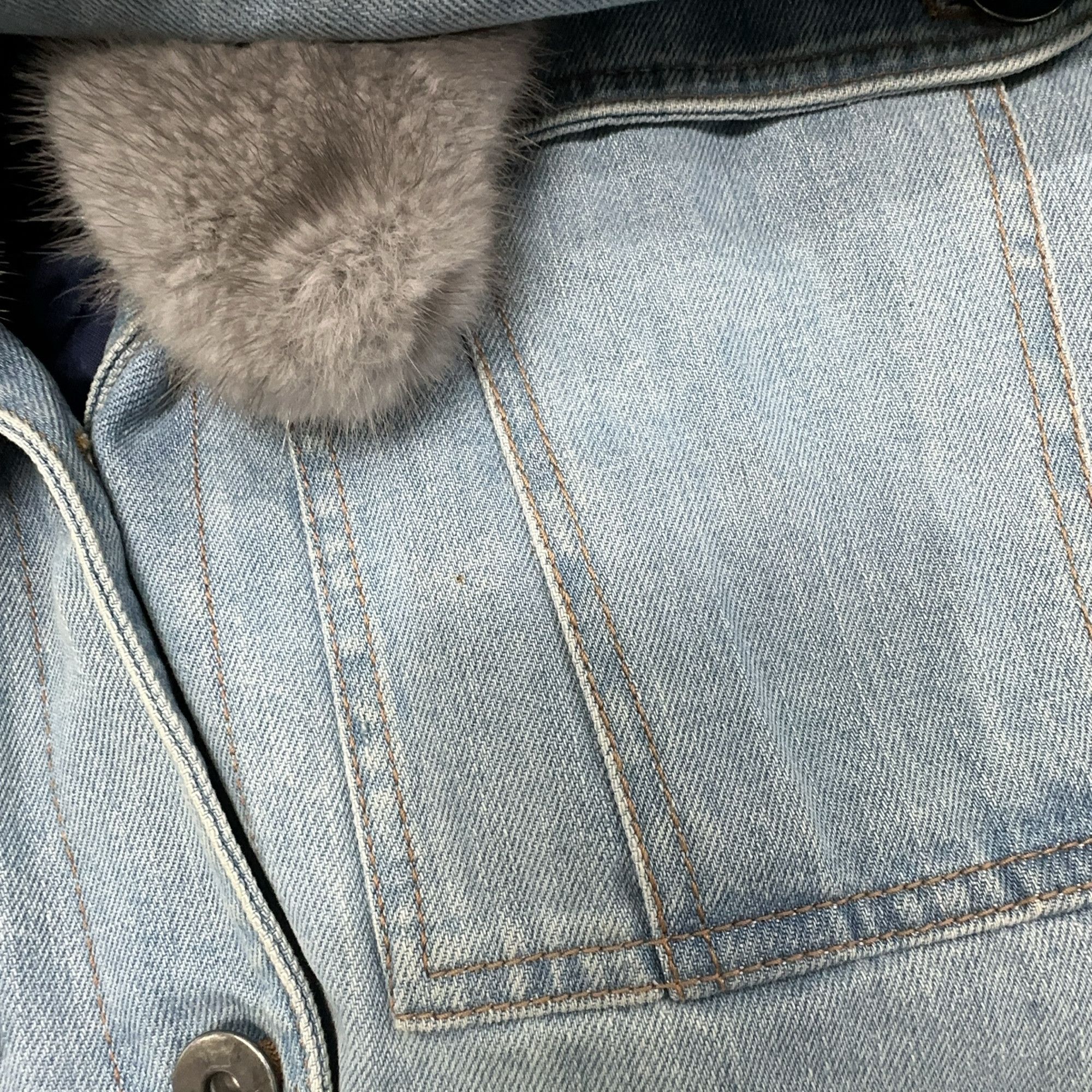 Prada Prada Mink Fur Collar Denim Jacket Size 38 Size XS / US 0-2 / IT 36-38 - 8 Thumbnail