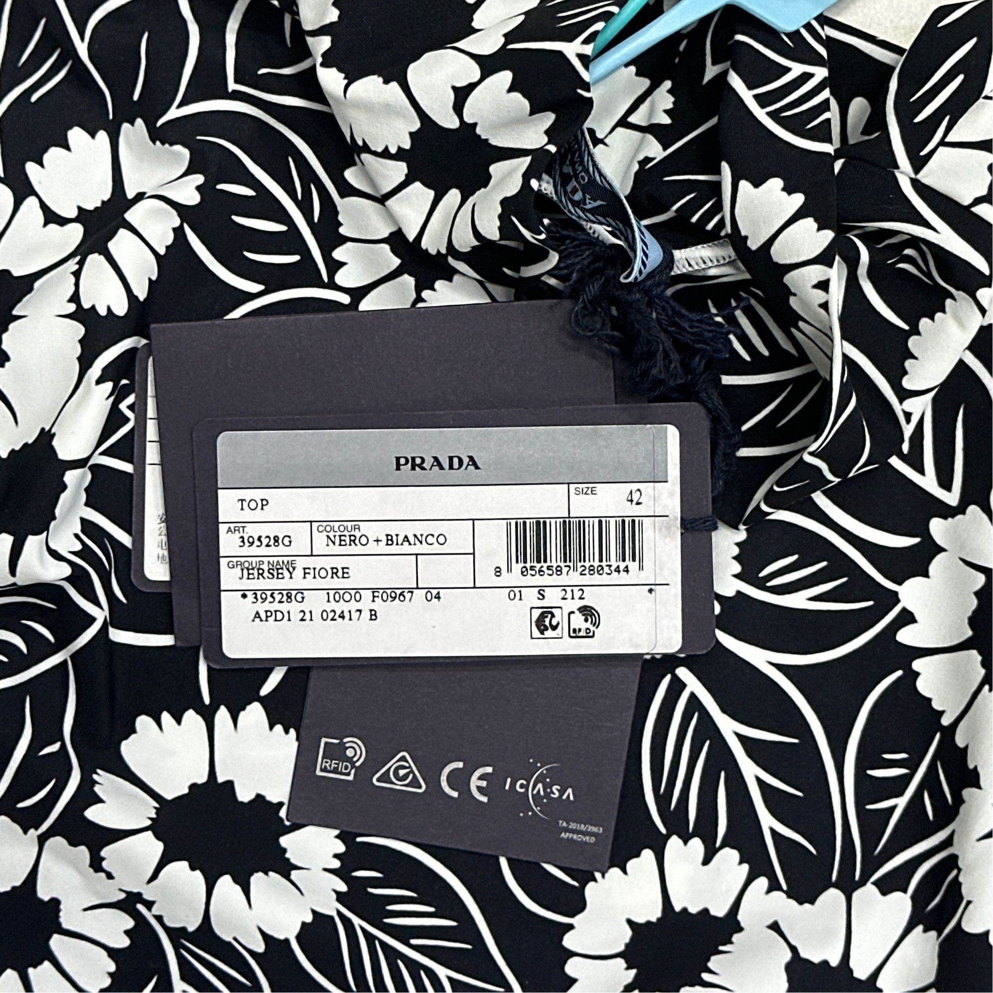 Prada Prada Floral Jersey Long Sleeve Top Size 42 Size M / US 6-8 / IT 42-44 - 2 Thumbnail