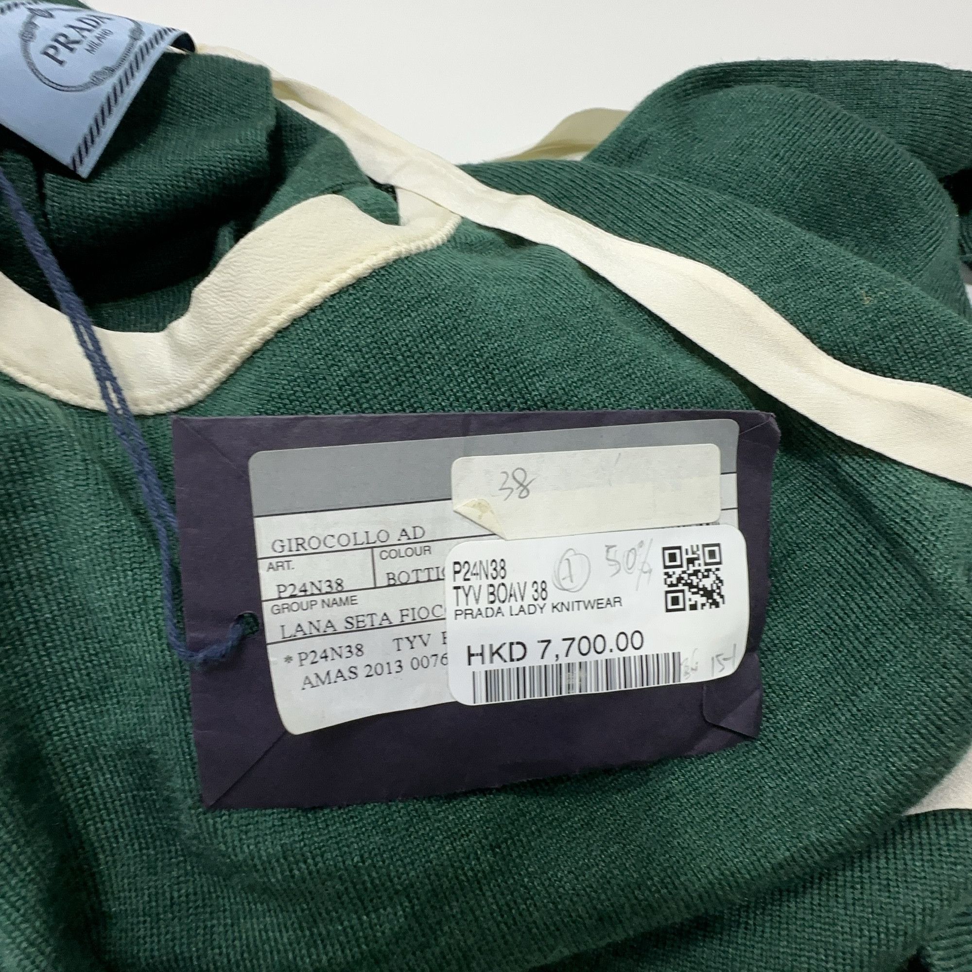 Prada Prada Green Contrast Trim Knit Sweater Size 38 Size XS / US 0-2 / IT 36-38 - 3 Thumbnail