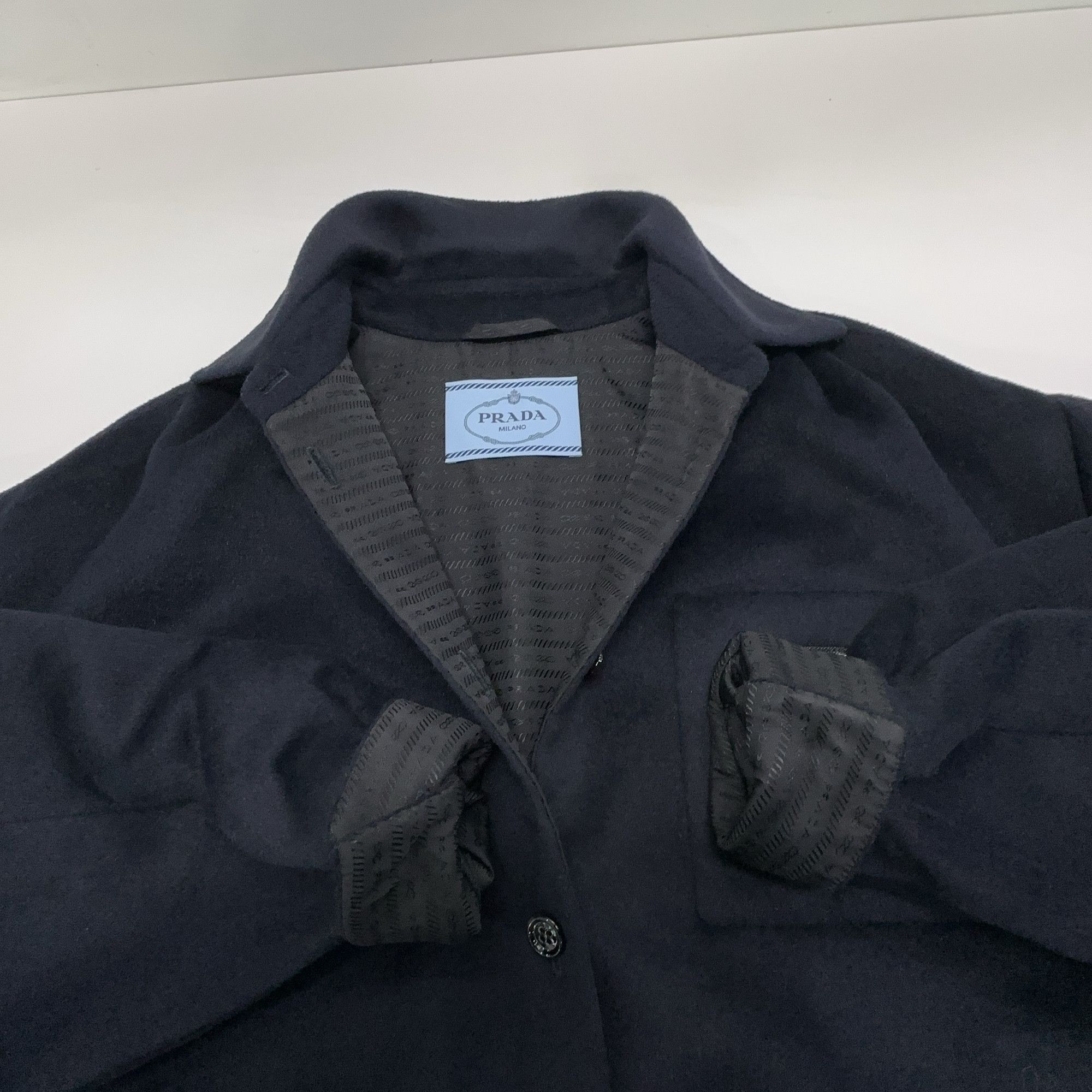 Prada PRADA Logo Patch Wool Coat Navy Size 40 Size S / US 4 / IT 40 - 6 Thumbnail