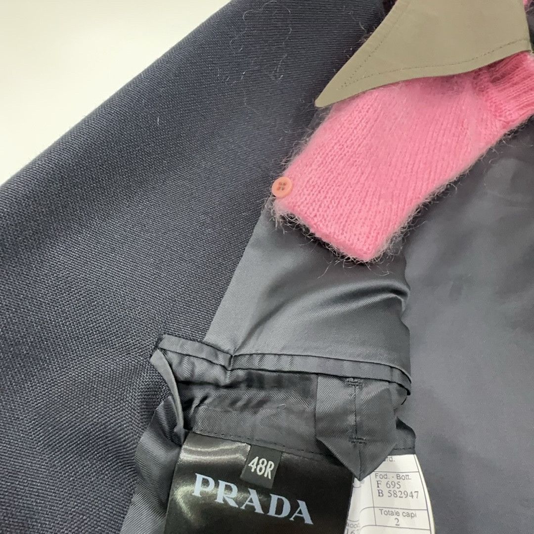 Prada Prada Contrast Collar Wool Blazer Size 38R Size 38R - 3 Thumbnail