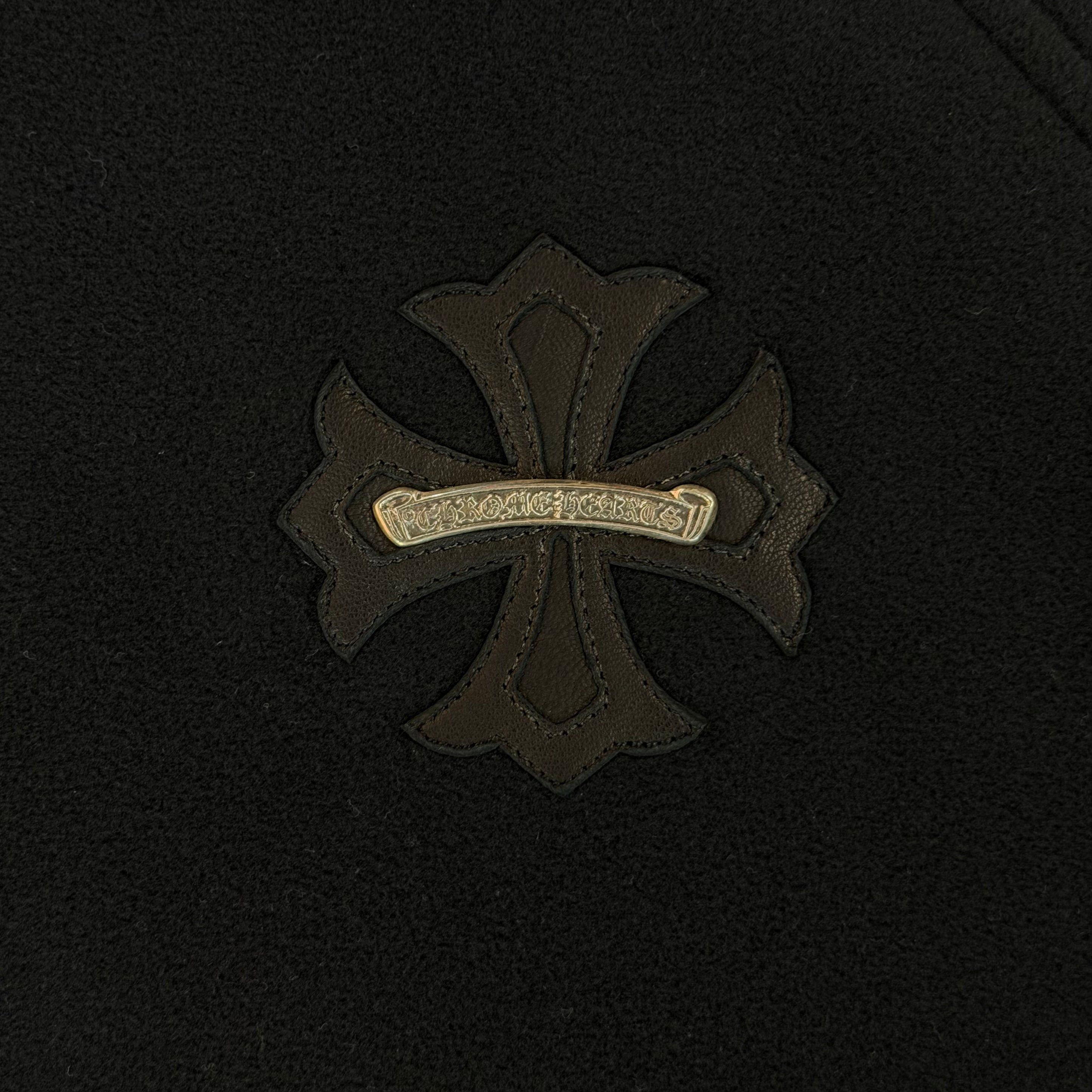Chrome Hearts Leather Plus Cross Scroll Fleece Pullover Black Size US XXL / EU 58 / 5 - 2 Thumbnail