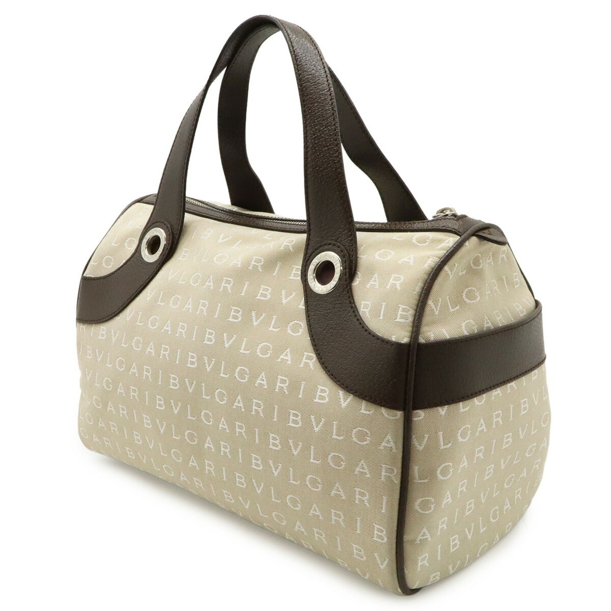 Bvlgari BVLGARI Bulgari Mania Tote Bag Handbag Canvas Leather Beige Brown Size ONE SIZE - 3 Thumbnail