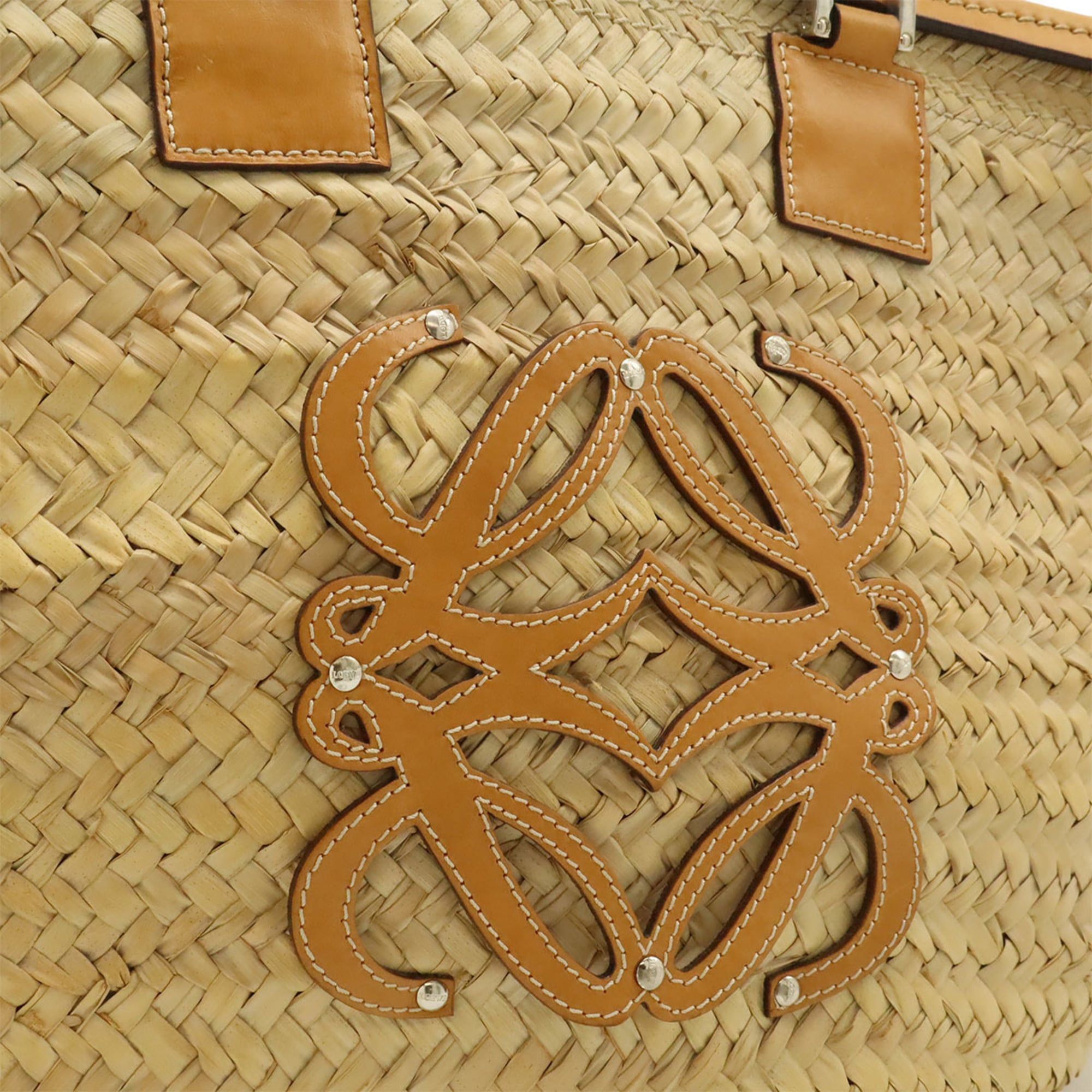 Loewe LOEWE Anagram Basket Bag, Large Raffia Straw Leather, Natural Tan Brown Size ONE SIZE - 10 Thumbnail