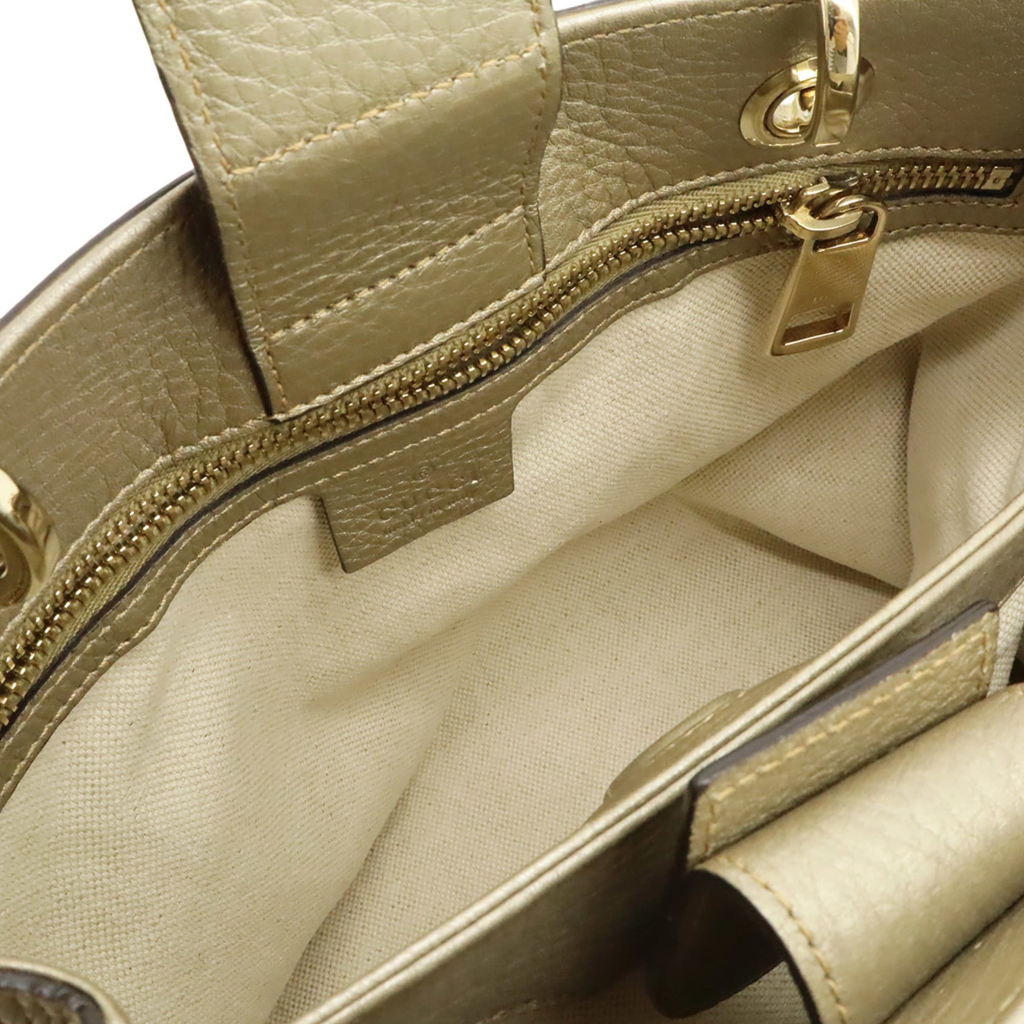 Gucci GUCCI Bamboo Small Shopper Handbag Shoulder Bag Leather Champagne Gold 336032 Size ONE SIZE - 7 Thumbnail