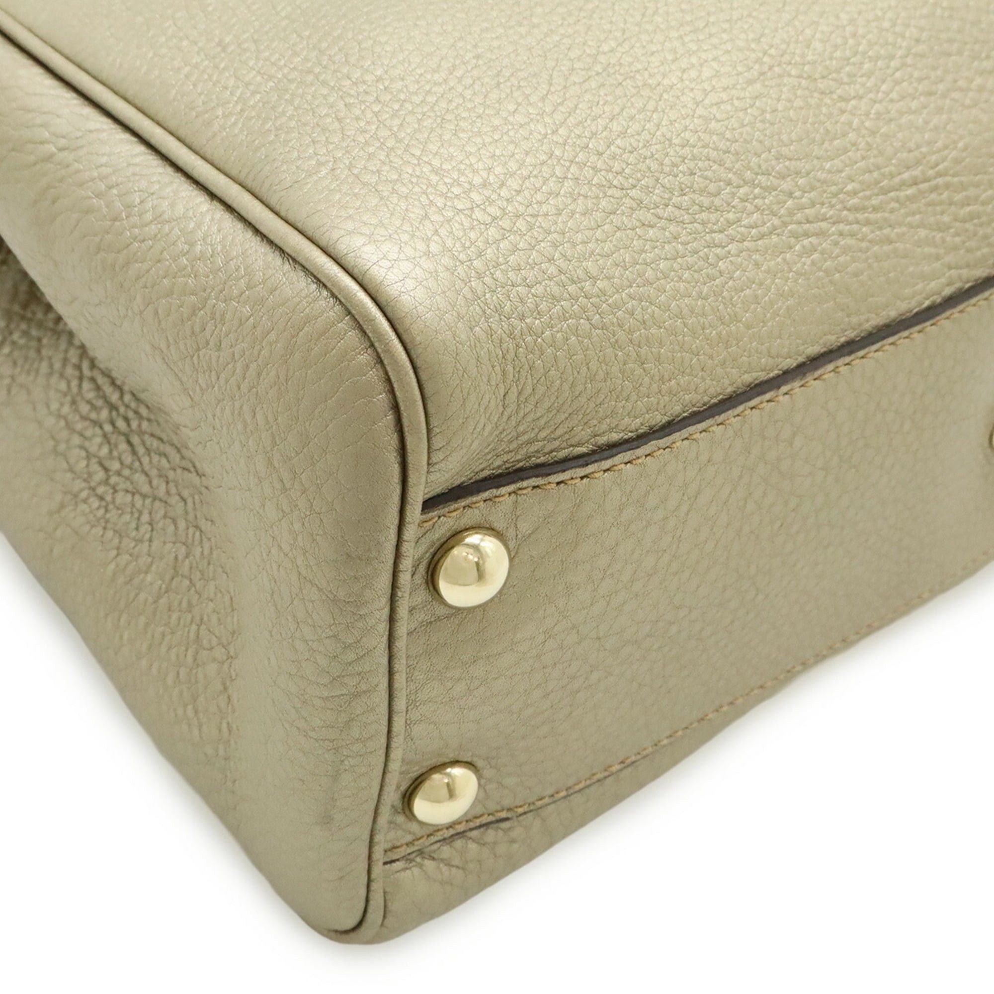 Gucci GUCCI Bamboo Small Shopper Handbag Shoulder Bag Leather Champagne Gold 336032 Size ONE SIZE - 4 Thumbnail