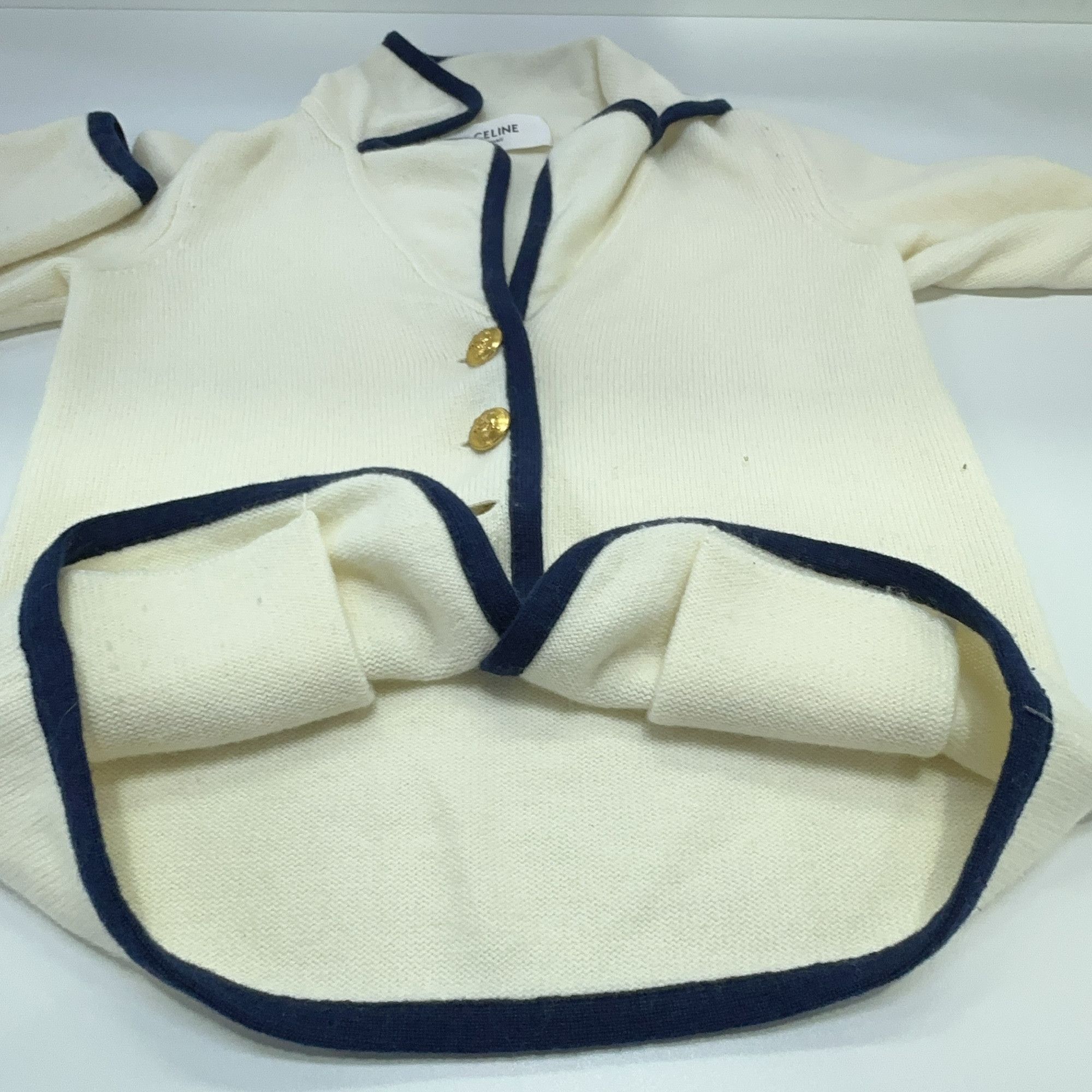 Celine CELINE Cashmere Striped Trim Cardigan Size XS Size XS / US 0-2 / IT 36-38 - 9 Thumbnail