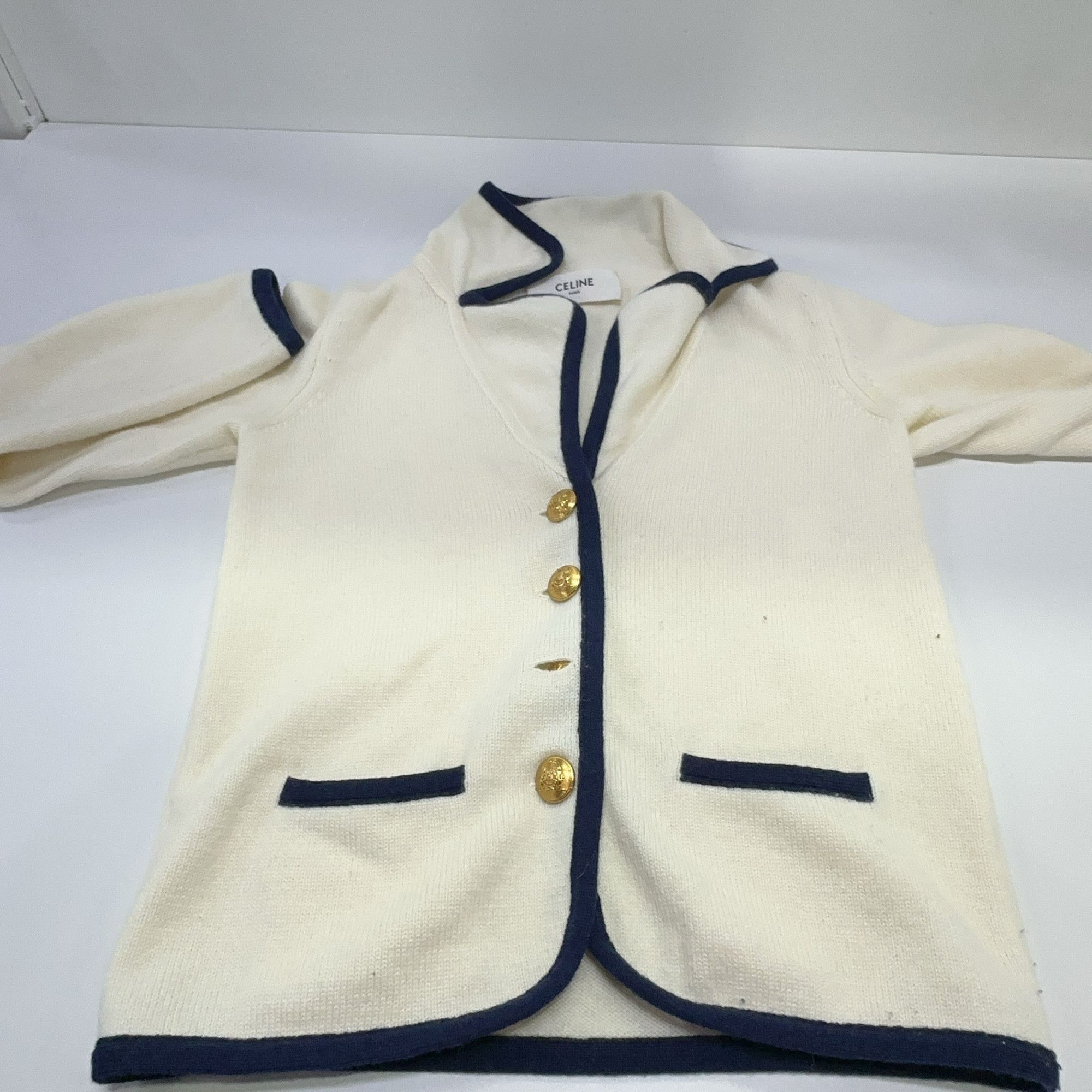Celine CELINE Cashmere Striped Trim Cardigan Size XS Size XS / US 0-2 / IT 36-38 - 10 Thumbnail
