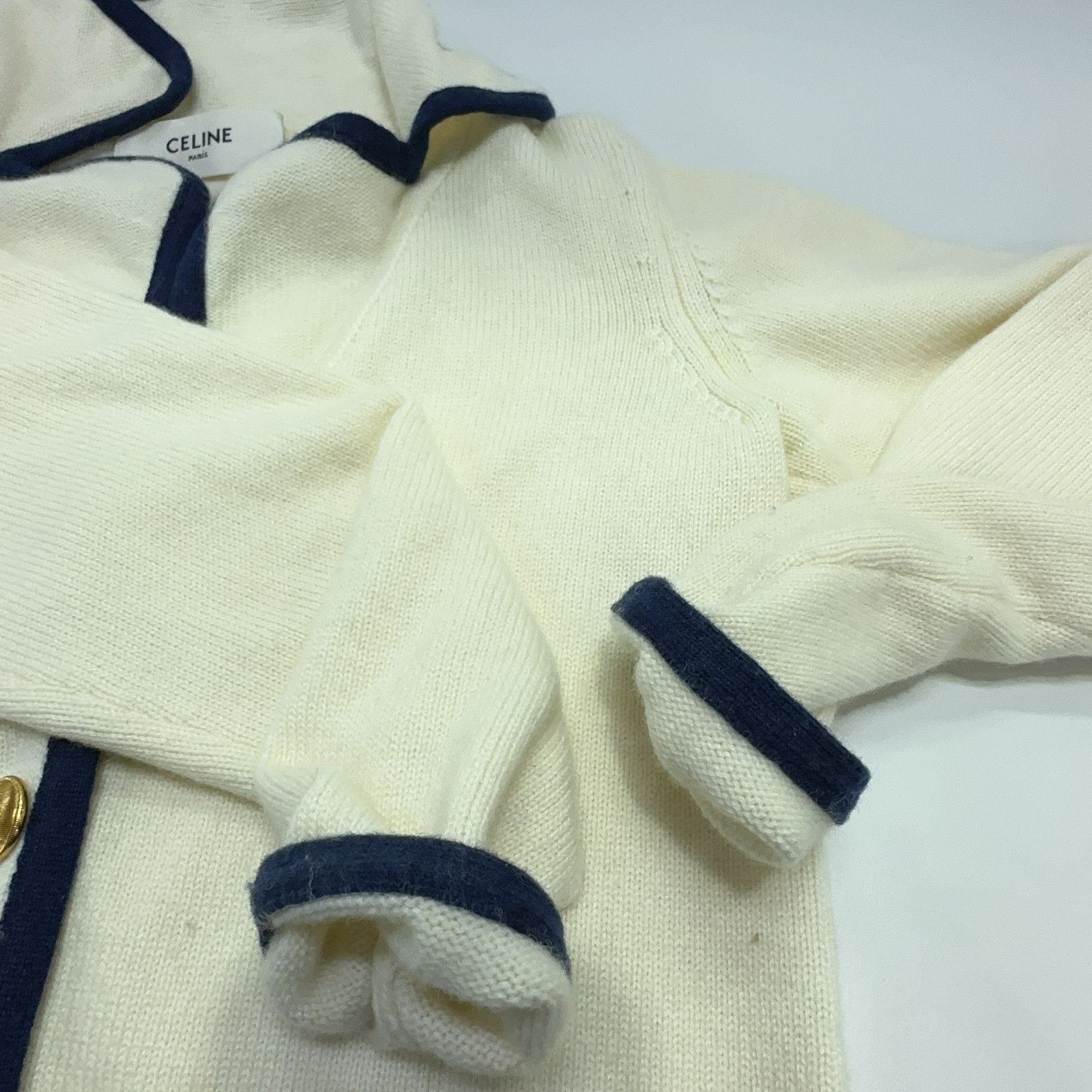 Celine CELINE Cashmere Striped Trim Cardigan Size XS Size XS / US 0-2 / IT 36-38 - 7 Thumbnail