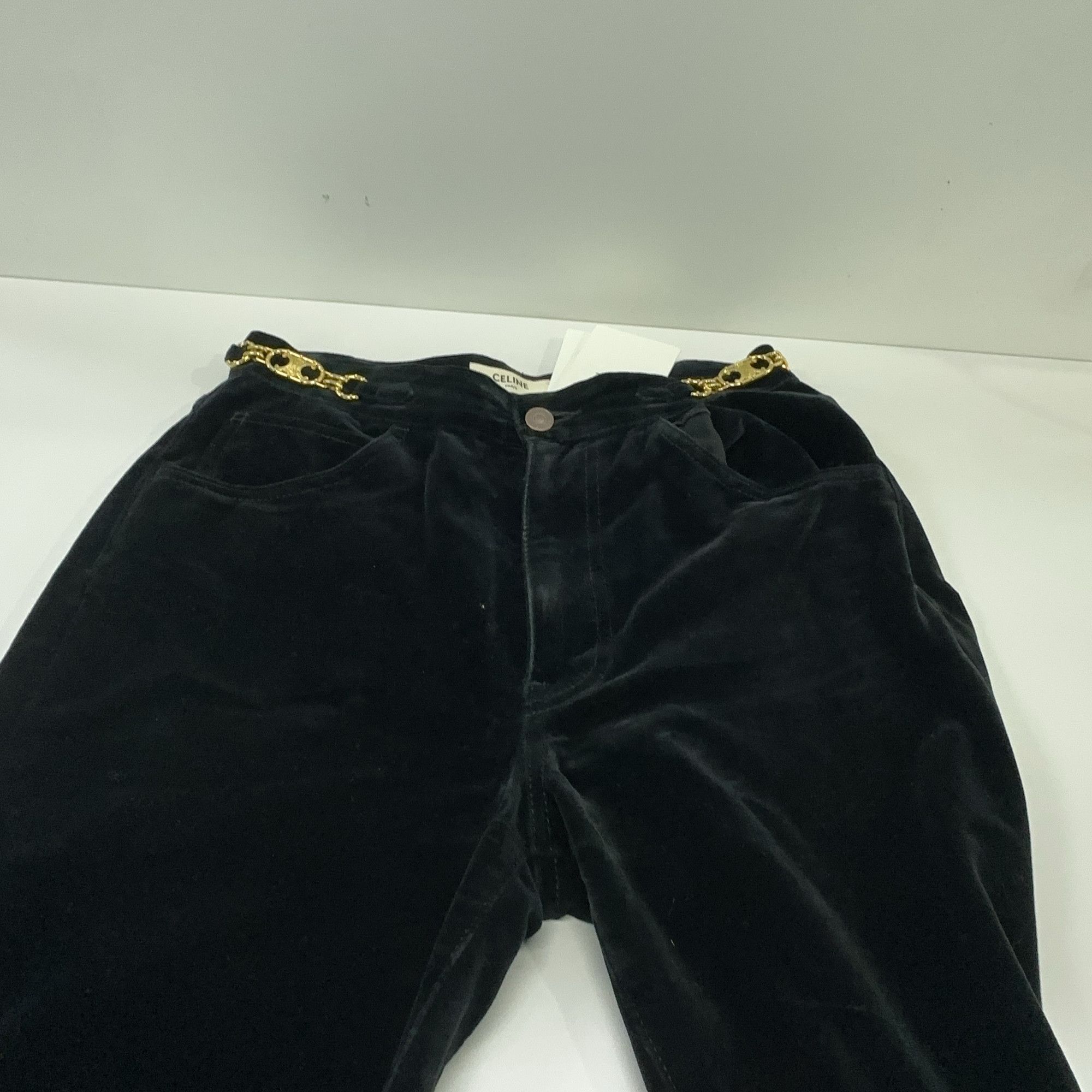 Celine Celine Black Velvet Chain Detail Pants Size 28 Size 28" / US 6 / IT 42 - 8 Thumbnail