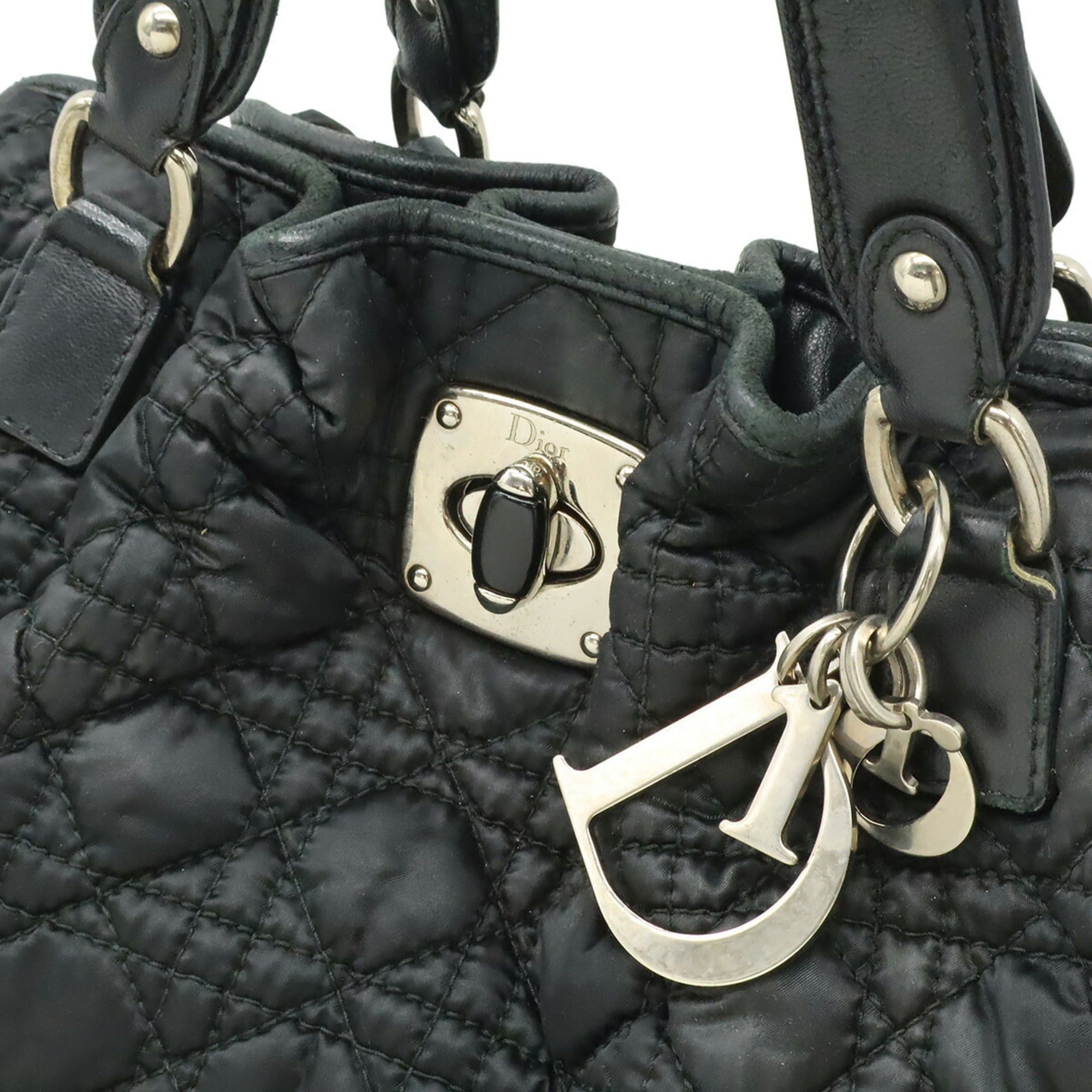 Dior Christian Dior Cannage Tote Bag, Chain Shoulder Leather, Black Size ONE SIZE - 9 Thumbnail