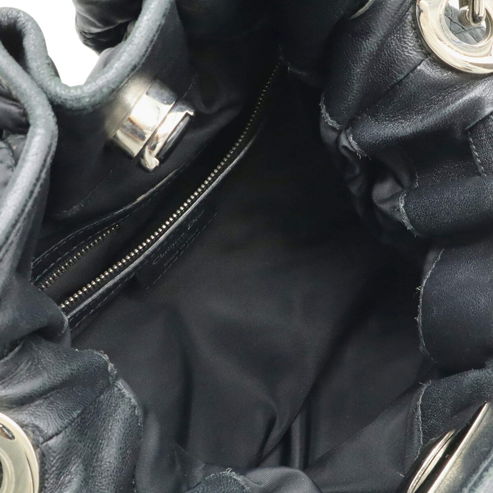 Dior Christian Dior Cannage Tote Bag, Chain Shoulder Leather, Black Size ONE SIZE - 7 Thumbnail