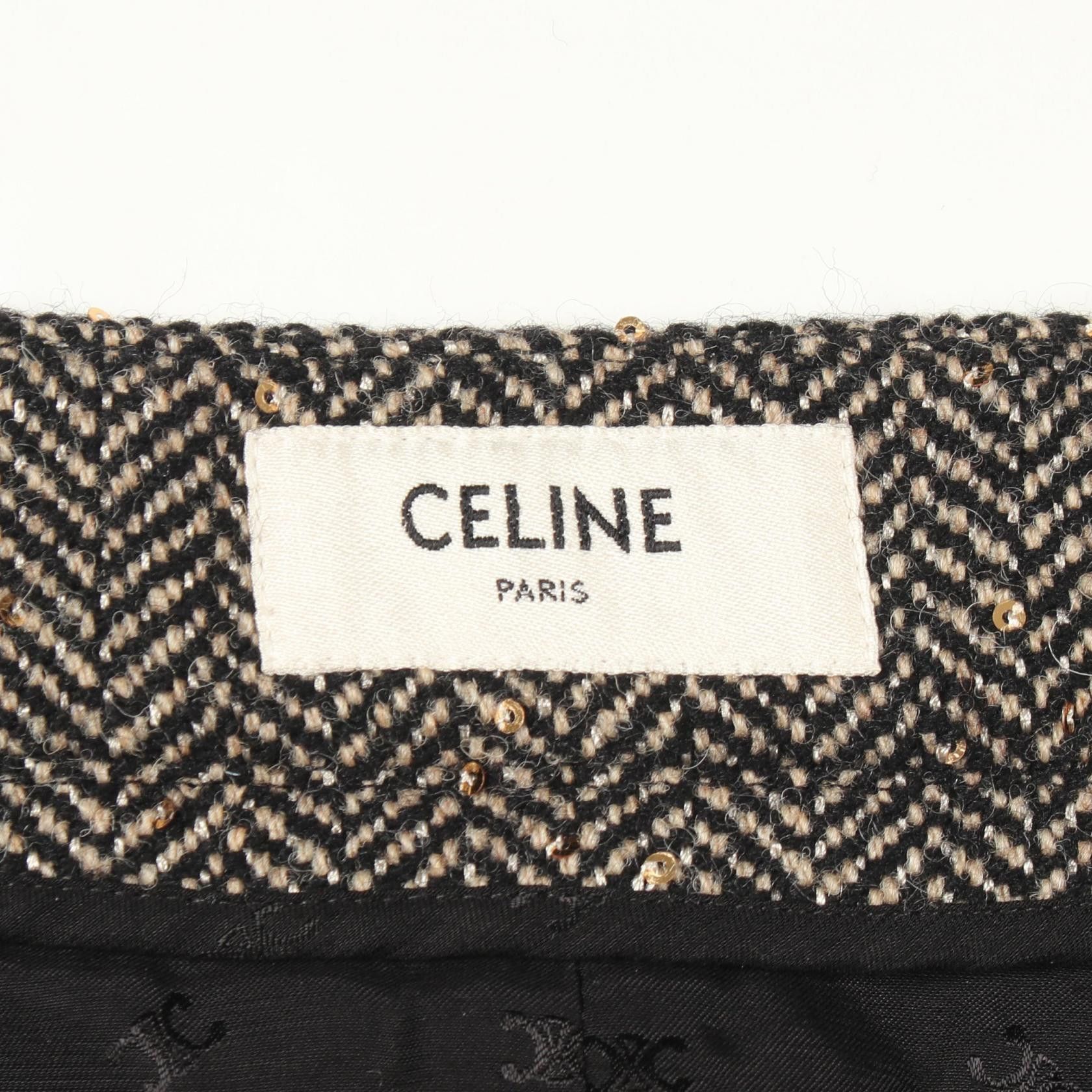 Celine Celine CELINE Herringbone Wool Skirt Textile Skirts 2J121235G DUTY FREE for USA Size ONE SIZE - 3 Thumbnail