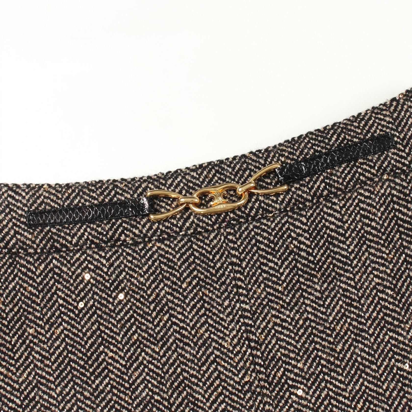Celine Celine CELINE Herringbone Wool Skirt Textile Skirts 2J121235G DUTY FREE for USA Size ONE SIZE - 6 Thumbnail