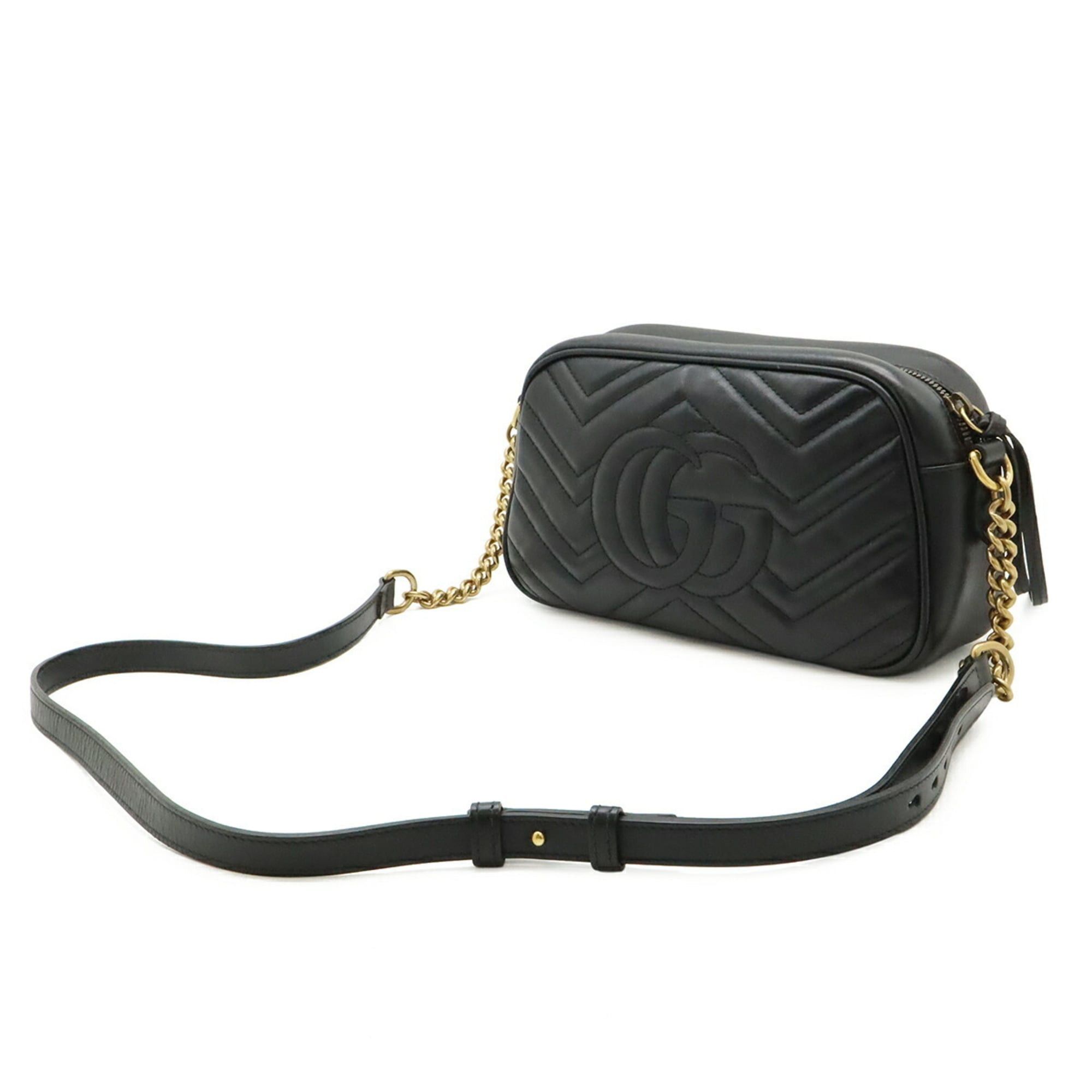 Gucci GUCCI GG Marmont Shoulder Bag, Pouch, Chain Quilted Leather, Black, 447632 Size ONE SIZE - 3 Thumbnail