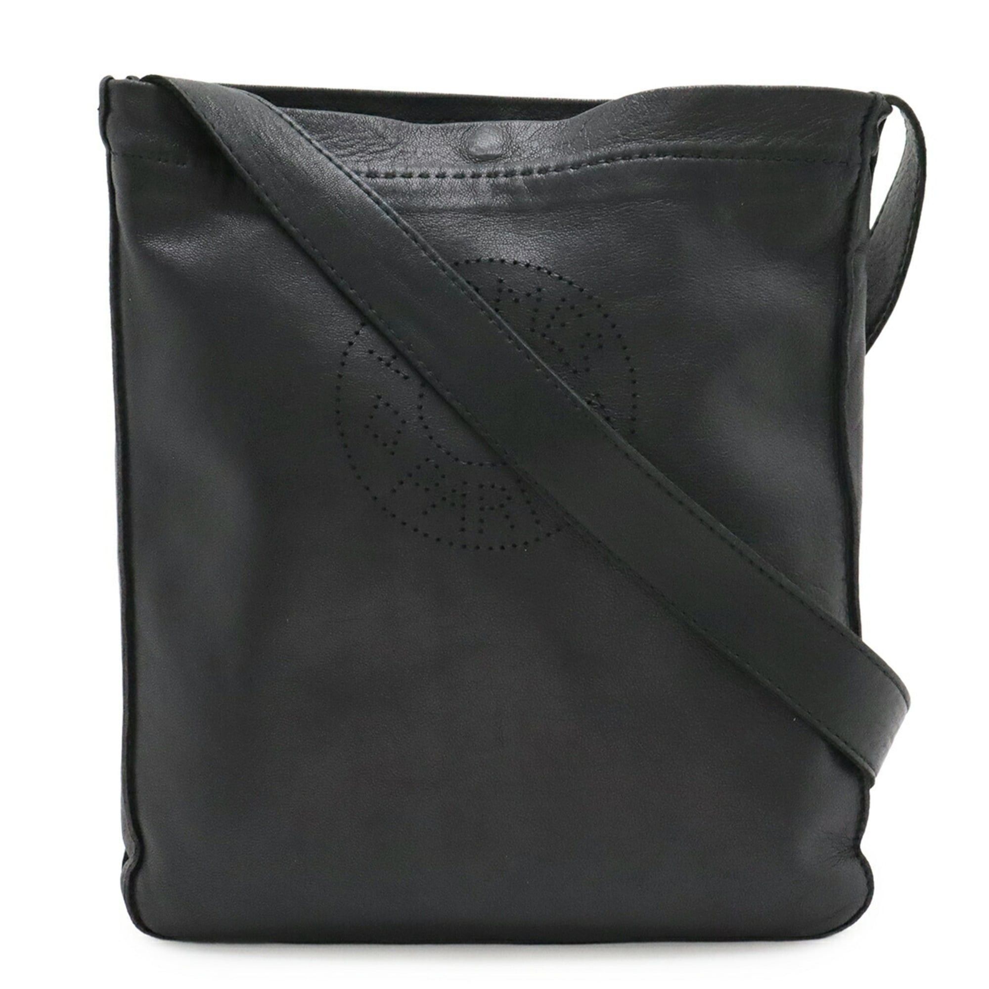 Hermes HERMES Clou de Selle Shoulder Bag/Pochette, Perforated Lambskin Leather, Black, □M Stamp Size ONE SIZE - 2 Thumbnail