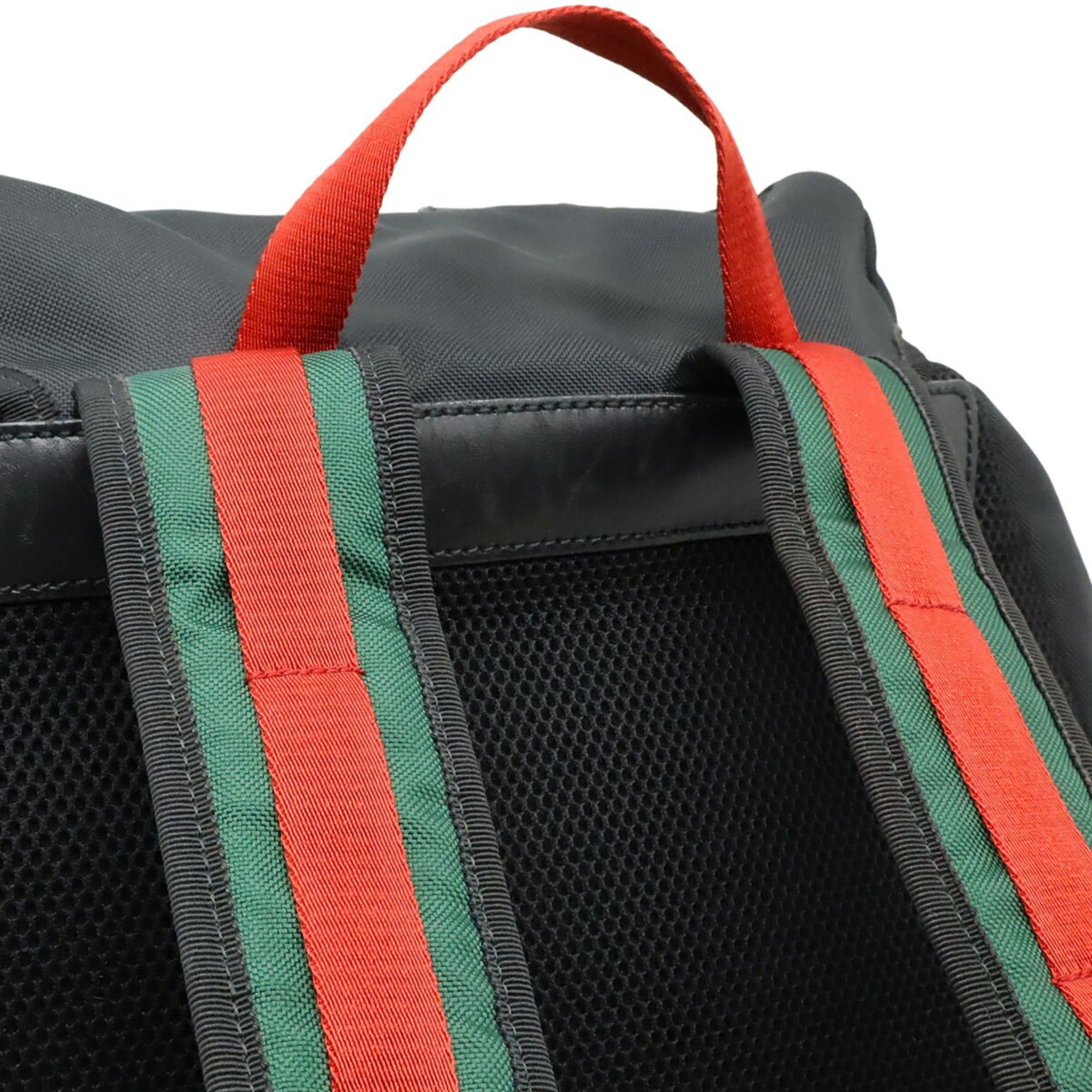 Gucci GUCCI Techno Canvas Web Line Sherry Cat Head Backpack Rucksack Leather Black 429037 Size ONE SIZE - 5 Thumbnail