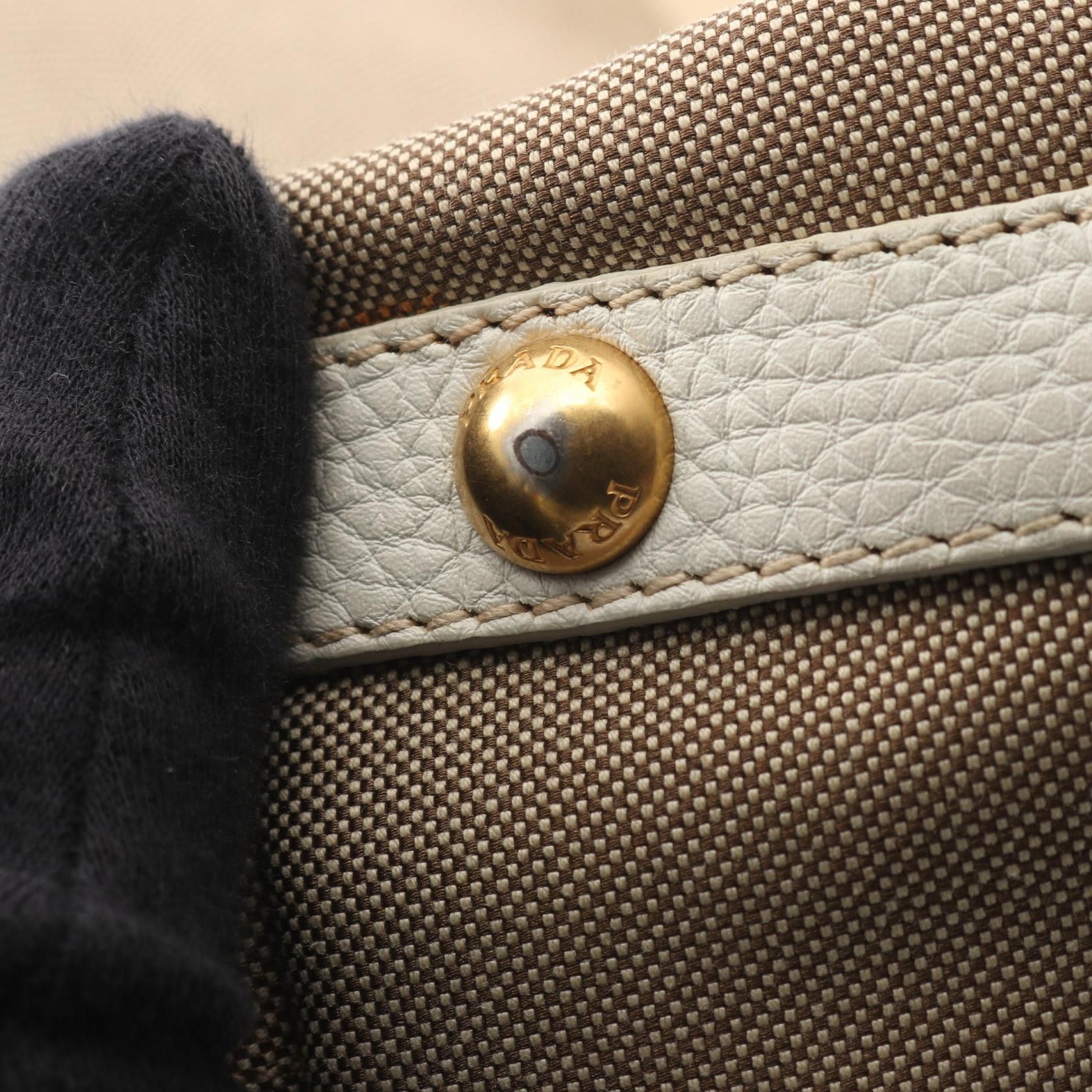 Prada Prada Prada Logo Jacquard Leather Handbag Textile Handbag BN1453 DUTY FREE for USA Size ONE SIZE - 7 Thumbnail