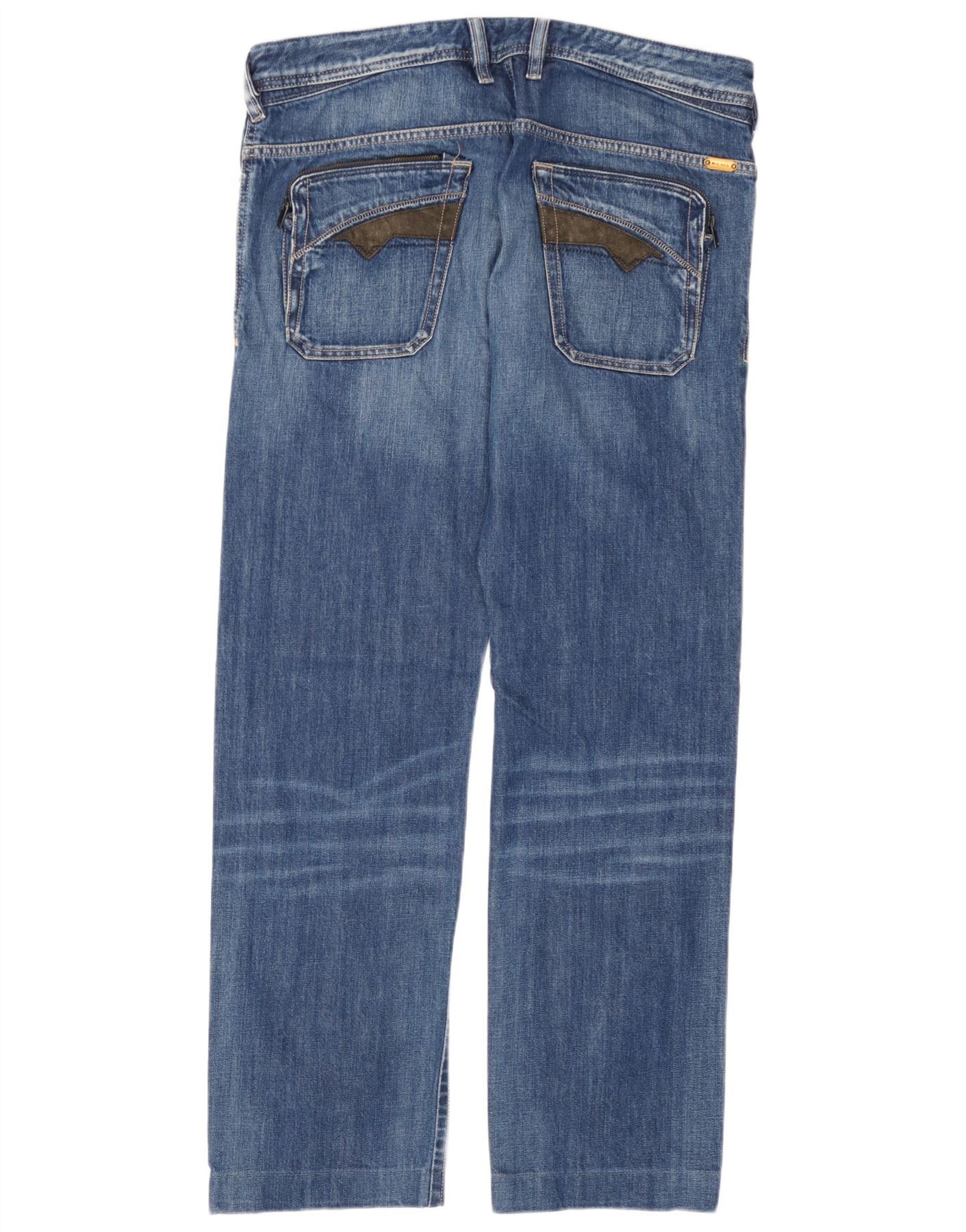 Diesel Mens Poiak Straight Jeans W33 L30 Blue Cotton Size US 33 - 2 Thumbnail