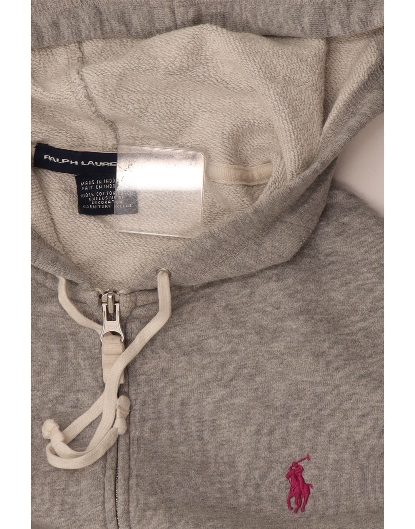 Ralph Lauren Womens Zip Hoodie Sweater UK 14 Medium Grey Cotton Size S / US 4 / IT 40 - 3 Thumbnail