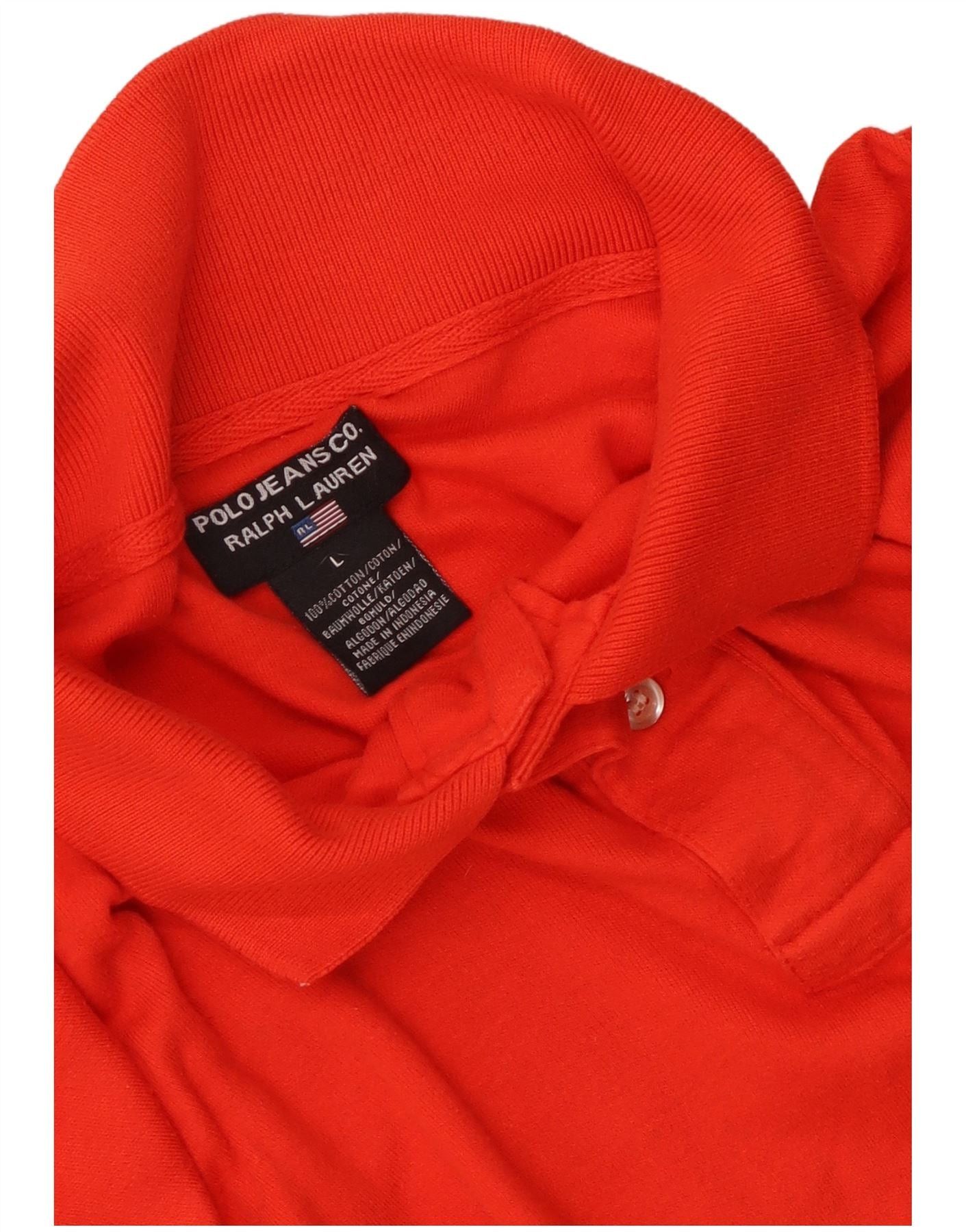 Polo Ralph Lauren Mens Long Sleeve Polo Shirt Large Orange Cotton Size US L / EU 52-54 / 3 - 4 Thumbnail