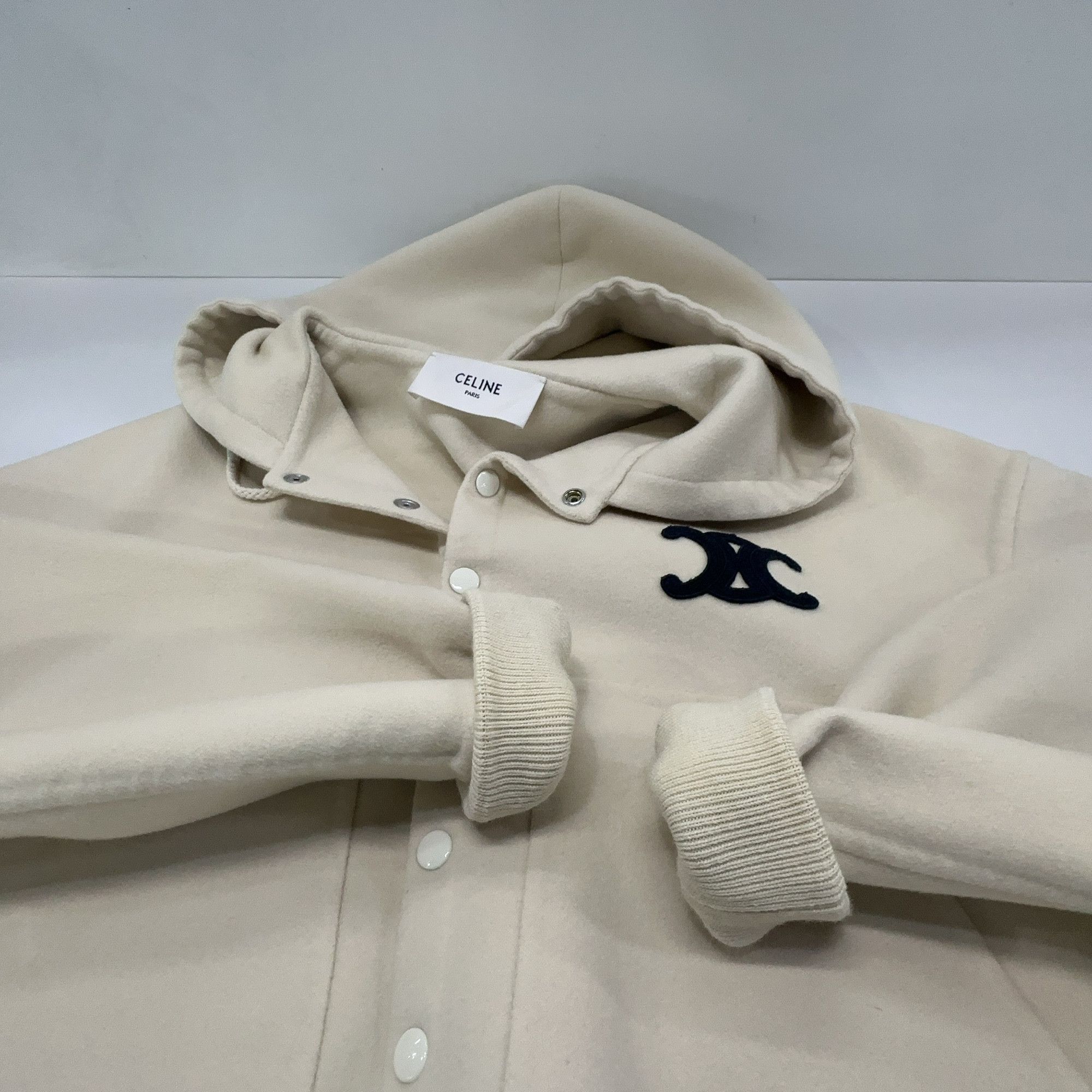 Celine CELINE Triomphe Logo Hooded Jacket Beige Size 40 Size M / US 6-8 / IT 42-44 - 6 Thumbnail