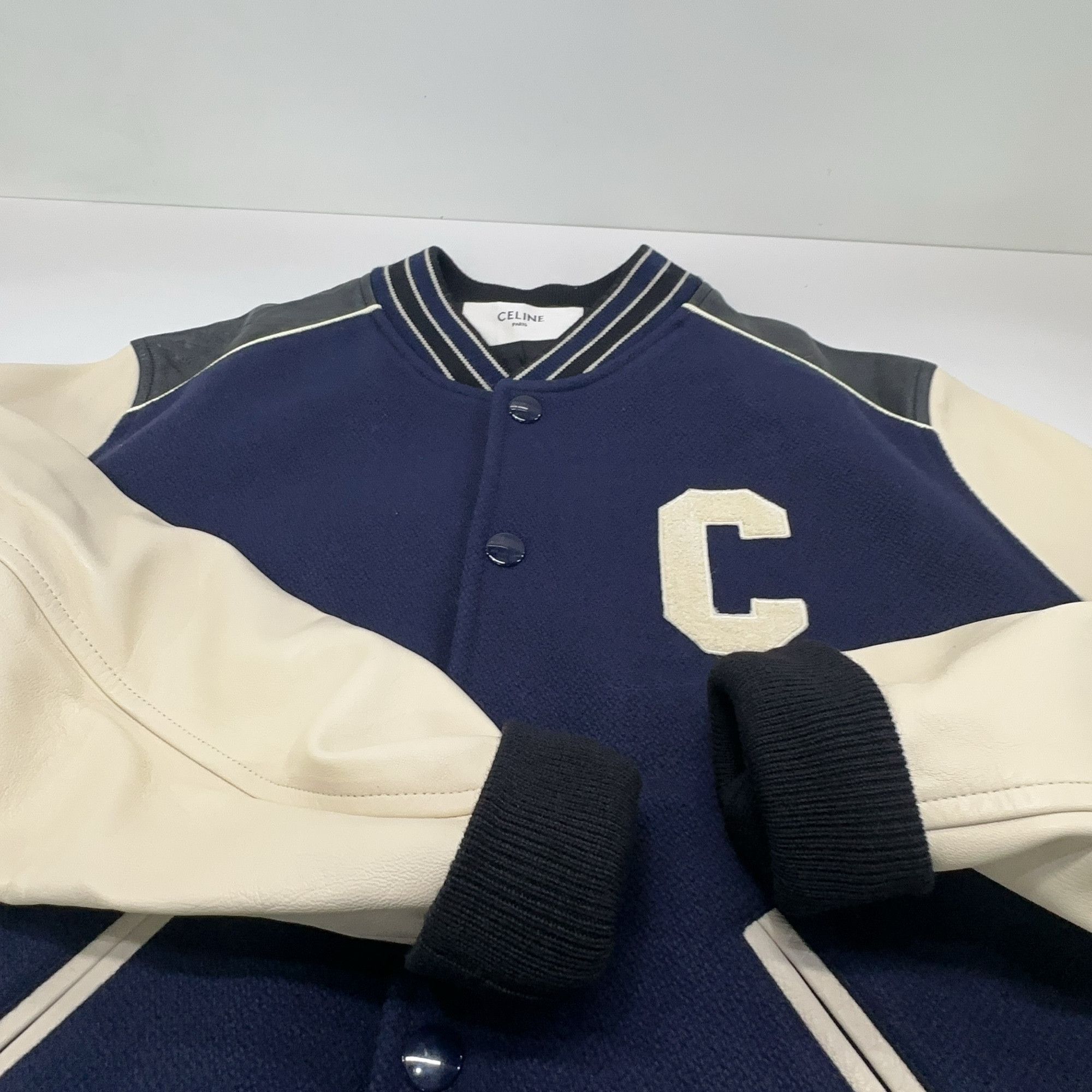 Celine Celine C Logo Varsity Bomber Jacket Navy Size 50 Size US M / EU 48-50 / 2 - 9 Thumbnail