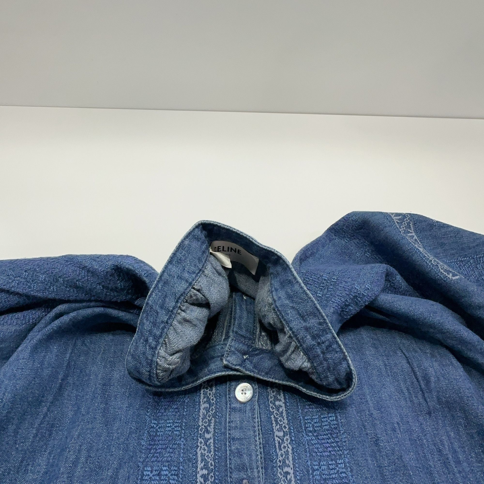 Celine Celine Embroidered Denim Blouse Size L Size L / US 10 / IT 46 - 6 Thumbnail