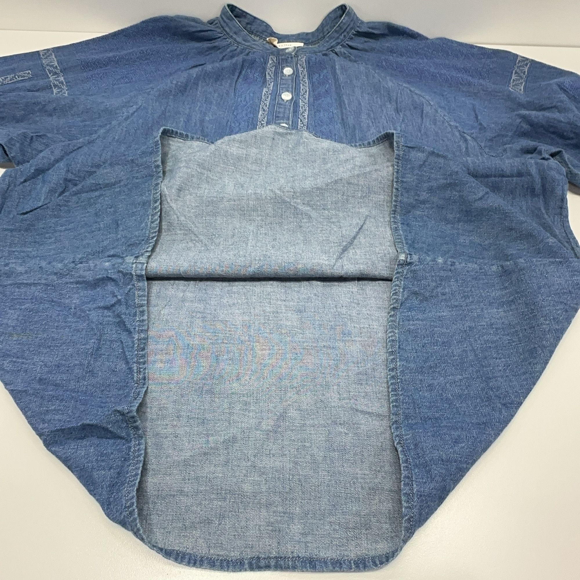 Celine Celine Embroidered Denim Blouse Size L Size L / US 10 / IT 46 - 8 Thumbnail