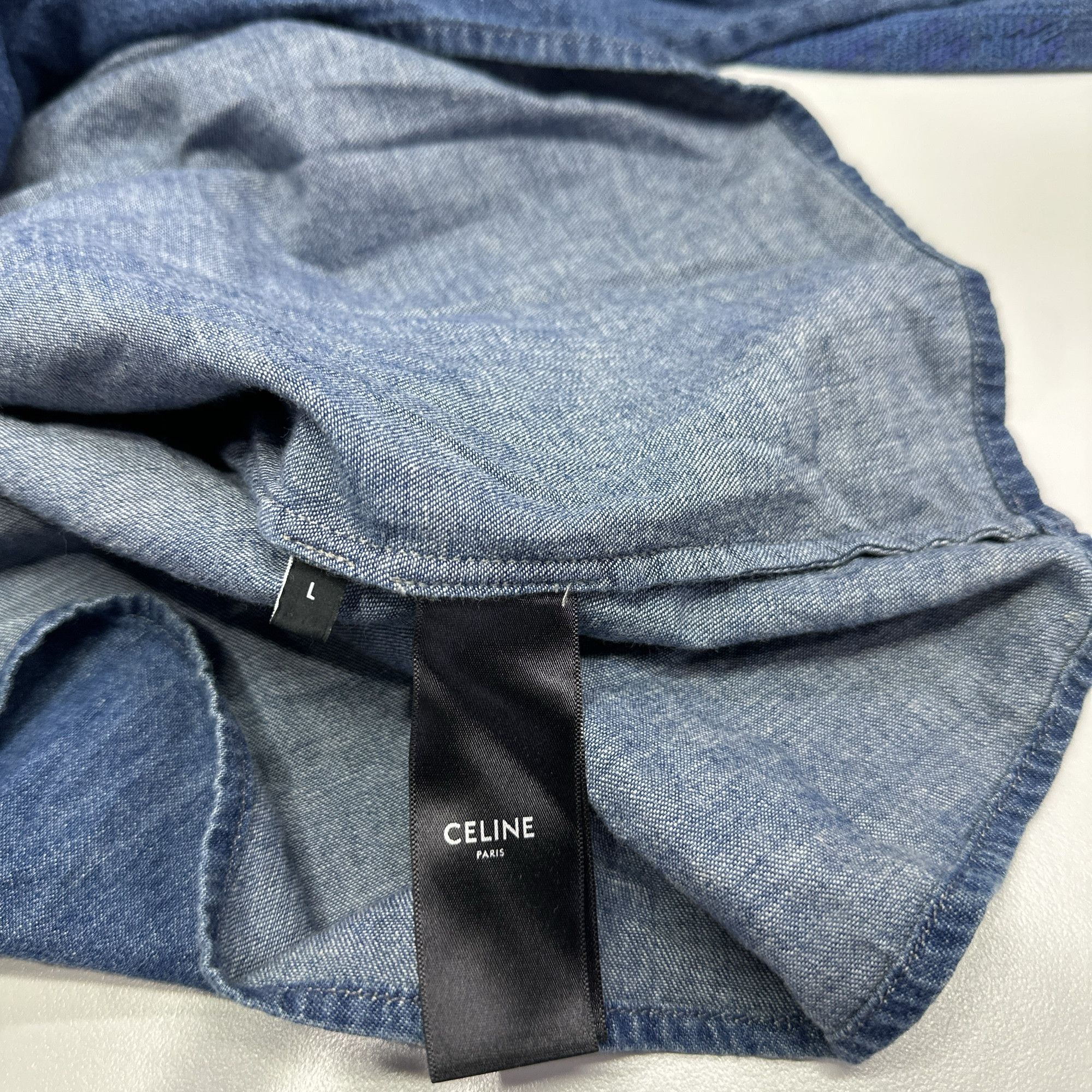 Celine Celine Embroidered Denim Blouse Size L Size L / US 10 / IT 46 - 4 Thumbnail