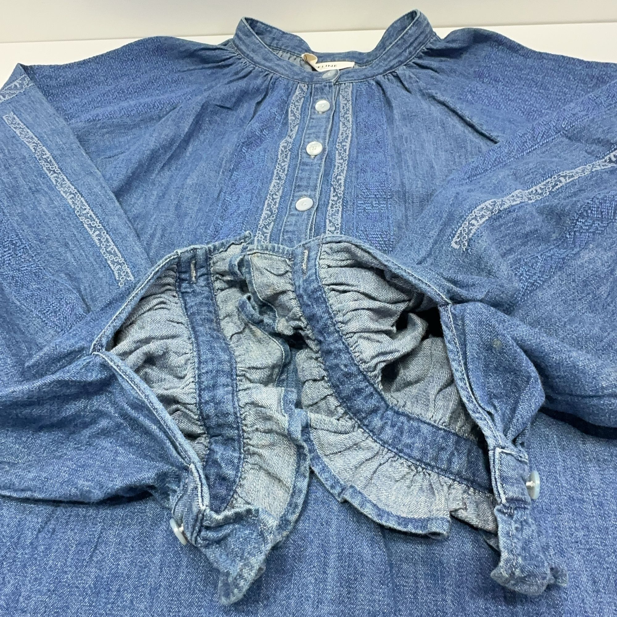 Celine Celine Embroidered Denim Blouse Size L Size L / US 10 / IT 46 - 11 Thumbnail