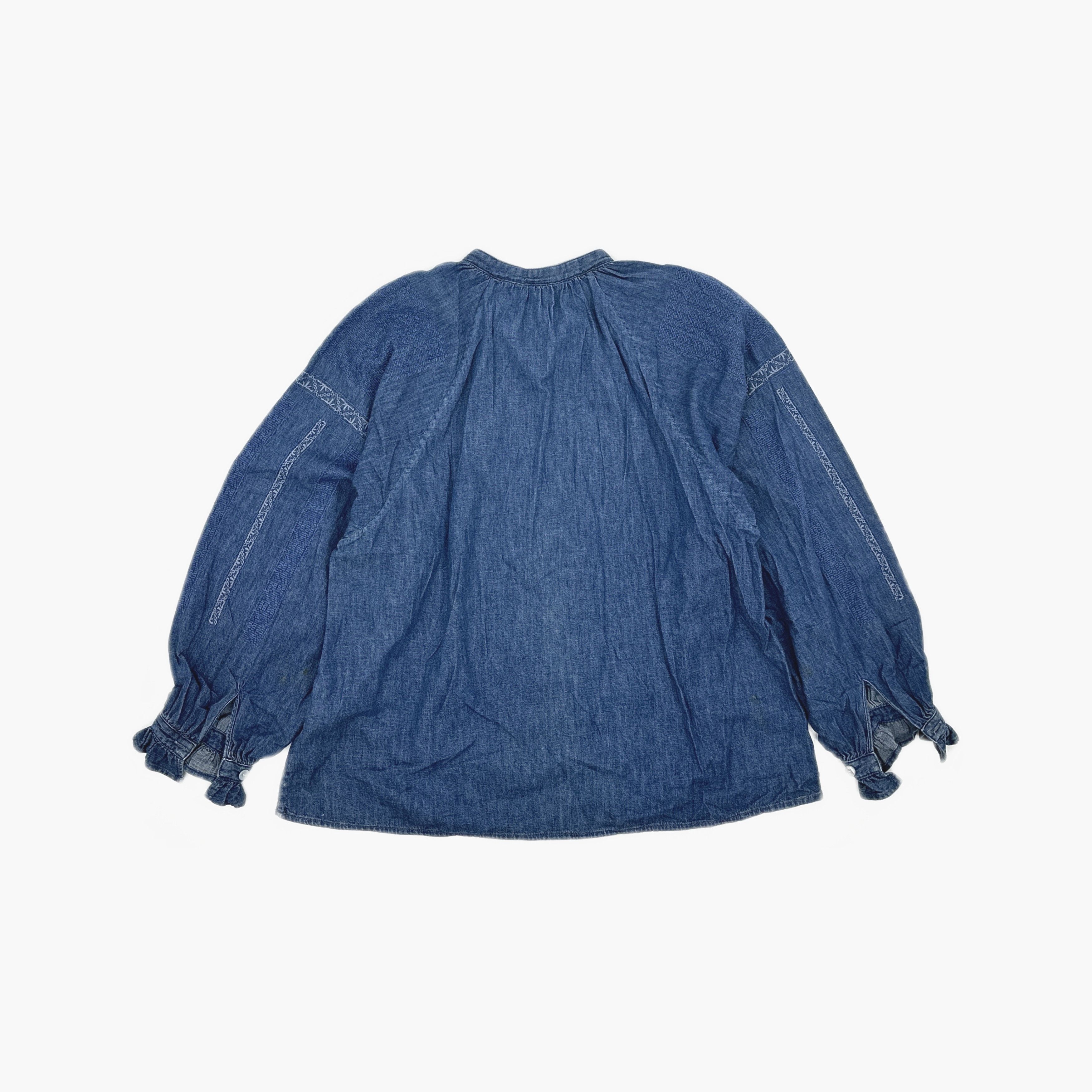 Celine Celine Embroidered Denim Blouse Size L Size L / US 10 / IT 46 - 2 Thumbnail