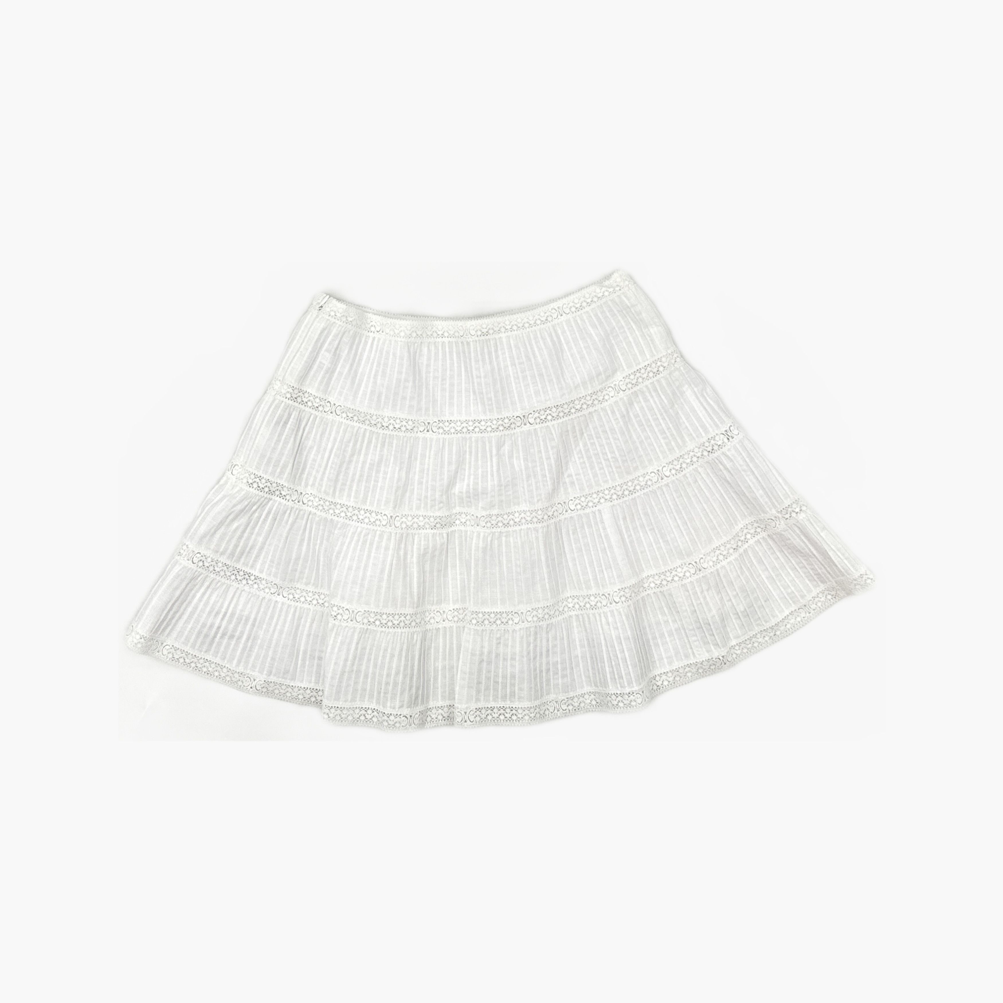 Celine Celine White Embroidered Mini Skirt Size 36 Size 26" / US 2 / IT 38 - 2 Thumbnail