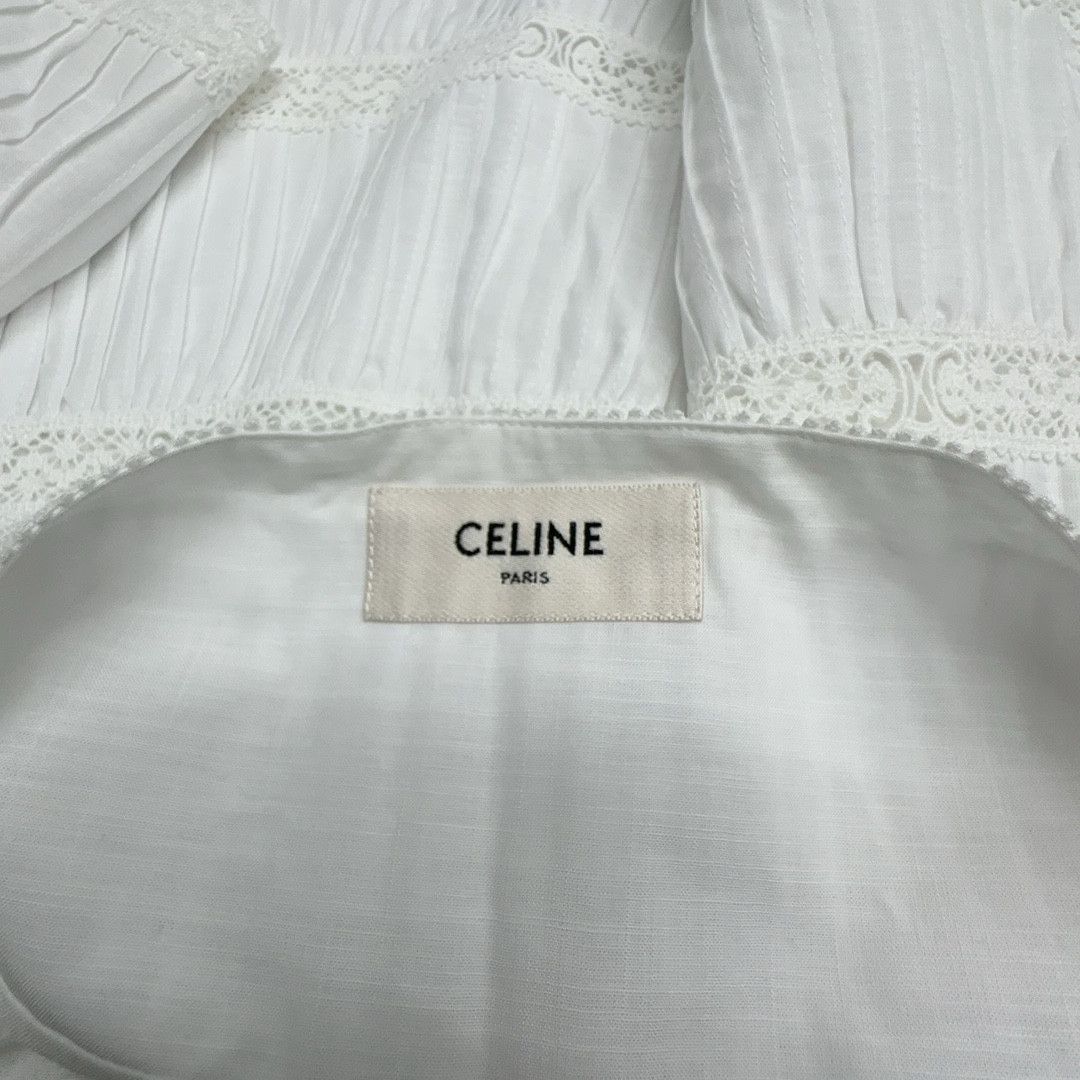 Celine Celine White Embroidered Mini Skirt Size 36 Size 26" / US 2 / IT 38 - 3 Thumbnail